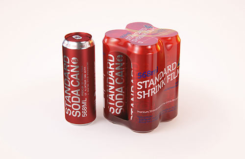 Multipack of 4×568ml standard beverage cans in shrink wrap