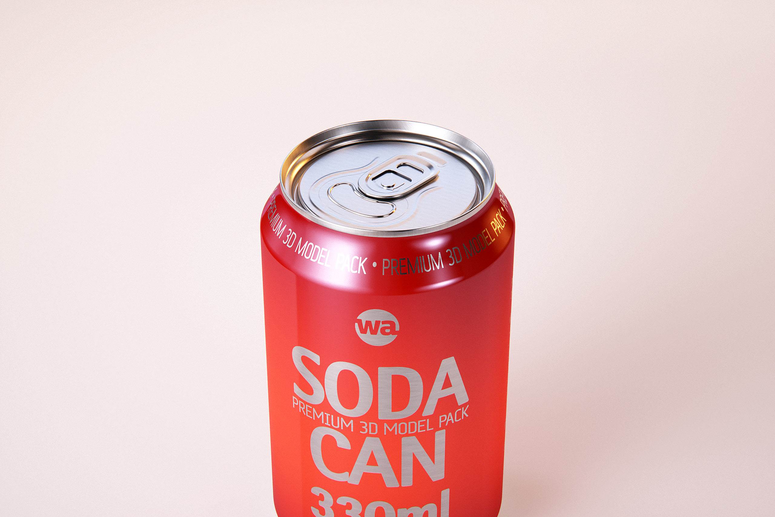 Premium packaging 3D Model of 4x330ml Standard Beer/Soda Cans in Shrink Film Wrap