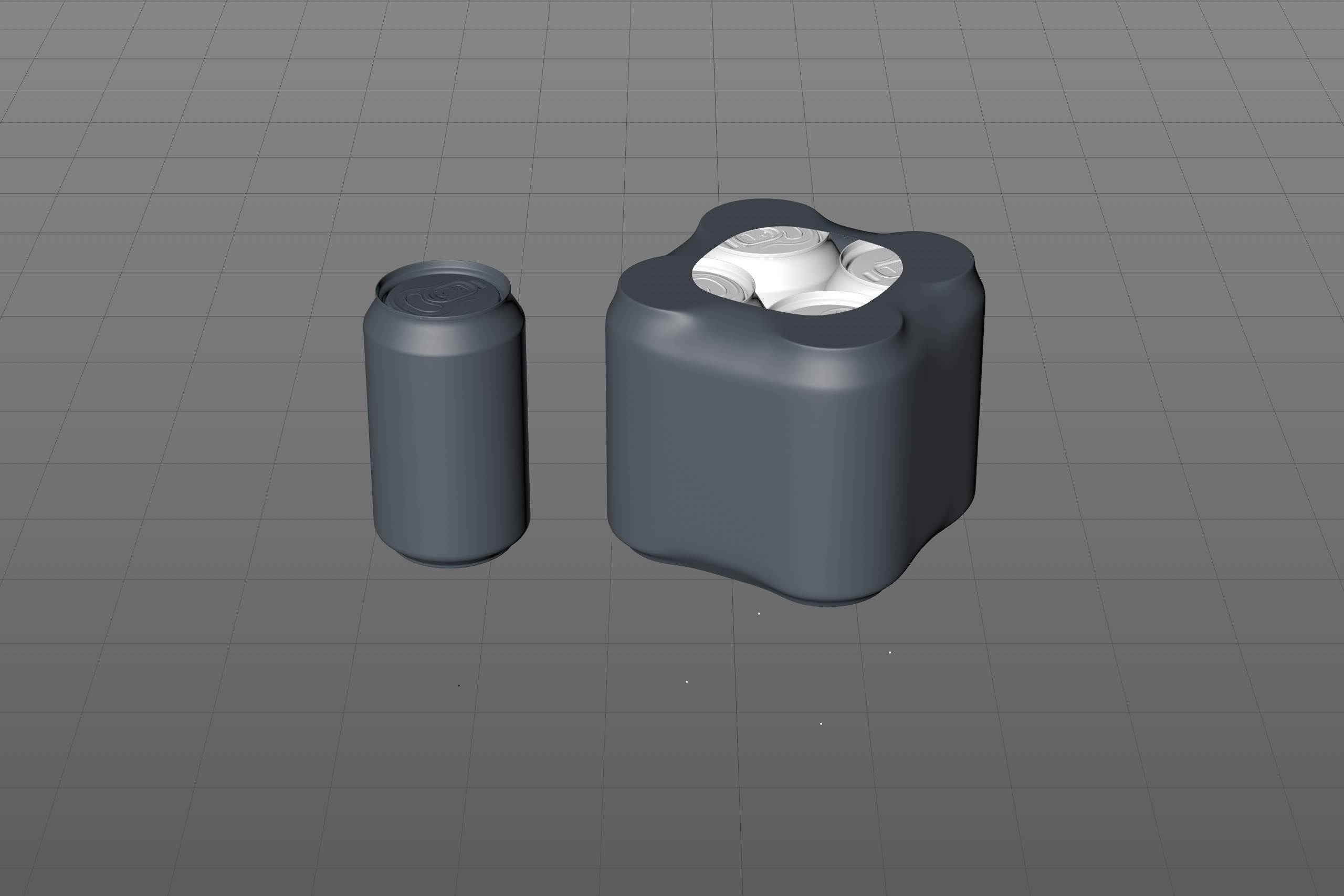 Premium packaging 3D Model of 4x330ml Standard Beer/Soda Cans in Shrink Film Wrap