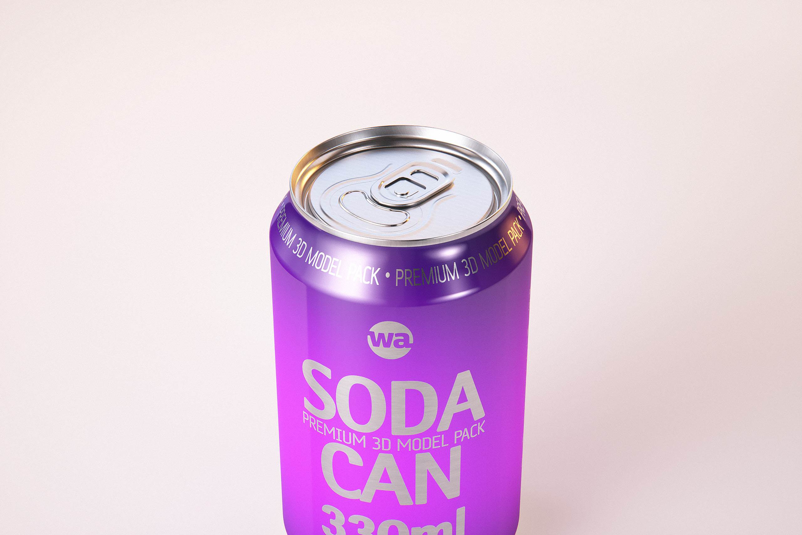 Premium packaging 3D Model of 4x330ml Standard Beer/Soda Cans in Smooth Shrink Film Wrap