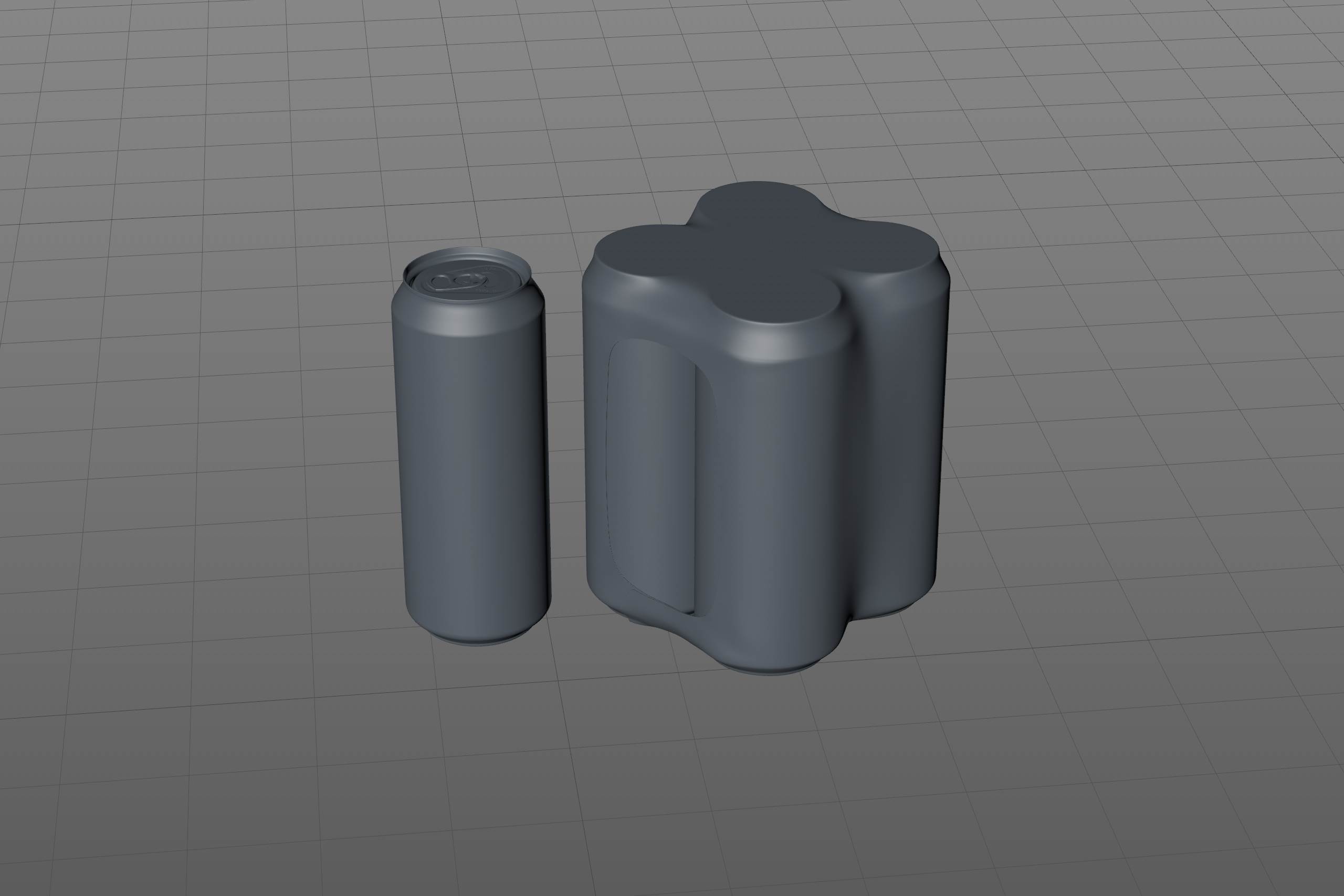 Premium packaging 3D Model of 4x500ml Standard Beer/Soda Cans in Smooth Shrink Film Wrap