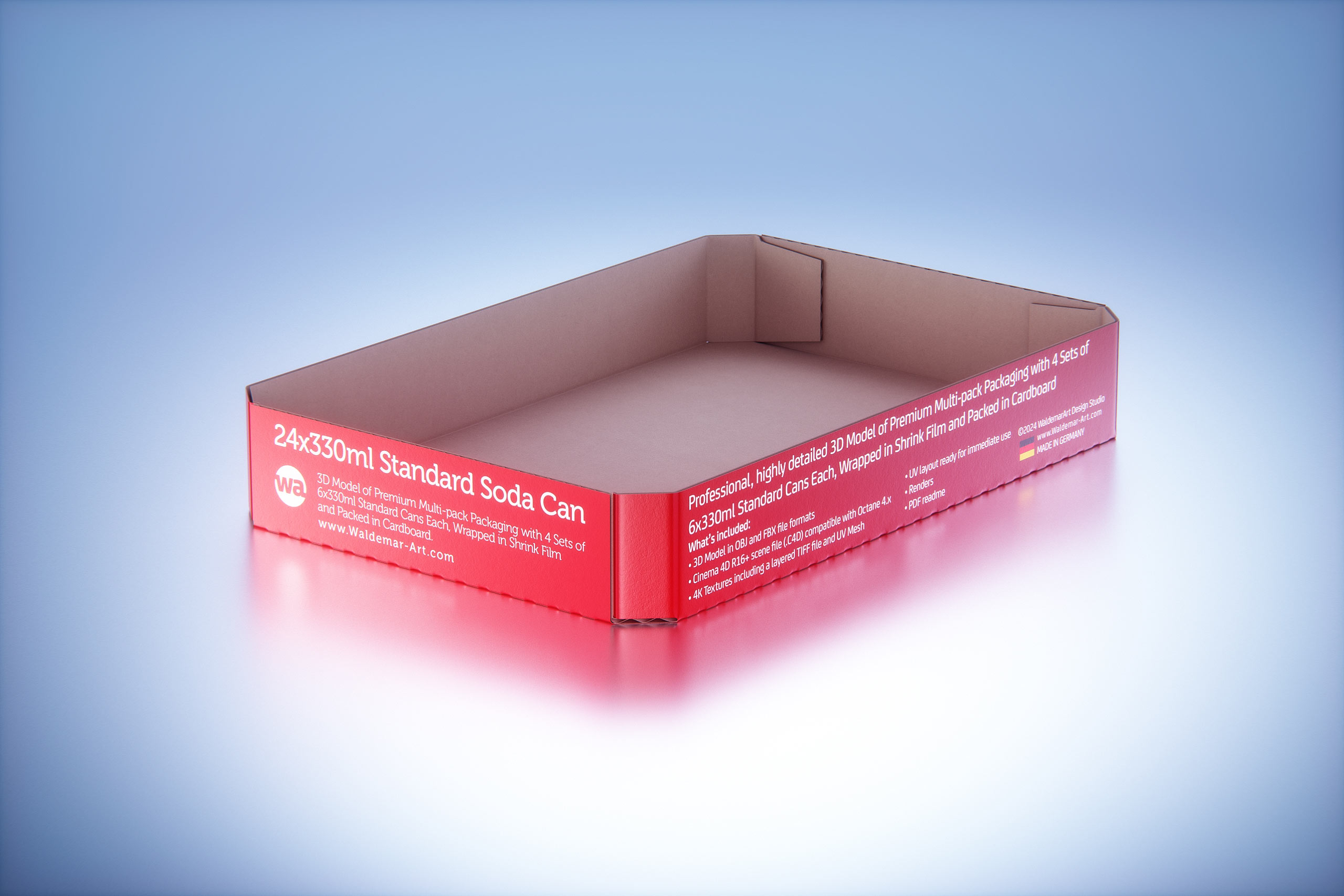 4 Sets of 6x330ml Standard Cans Each, Wrapped in Shrink Film and Packed in Cardboard Multi-pack Packaging 3D model pack