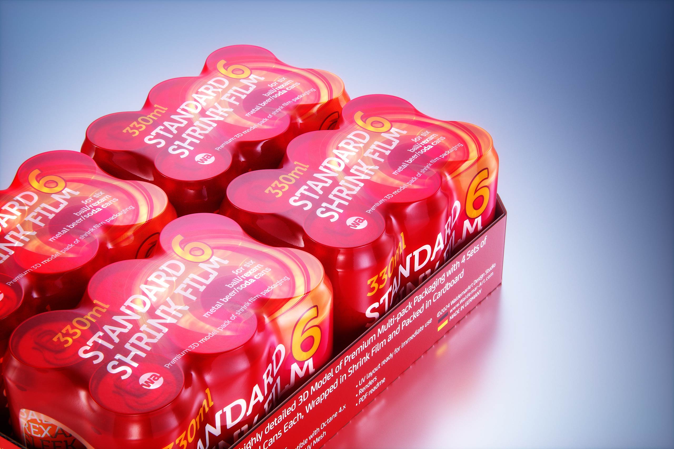 Multi-pack of 4 sets of 6×330ml standard cans each, wrapped in shrink ...