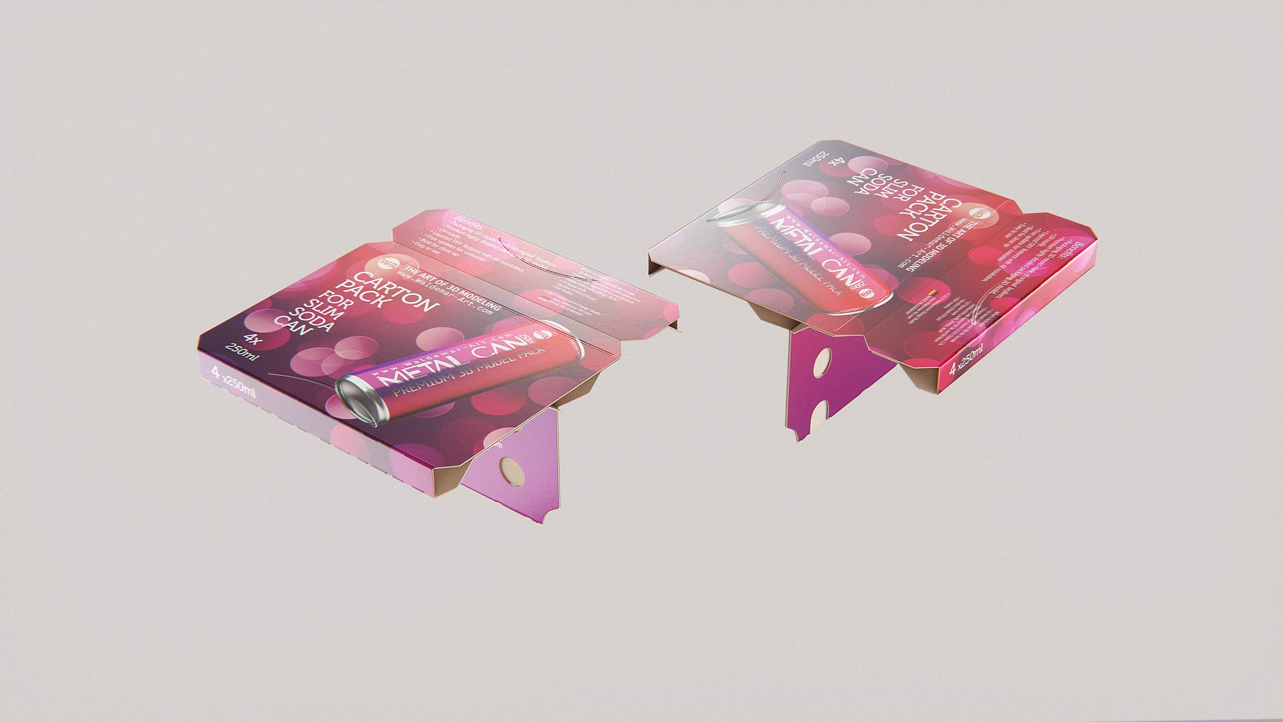 4x250ml Slim Soda Can Carton Pack 3D model