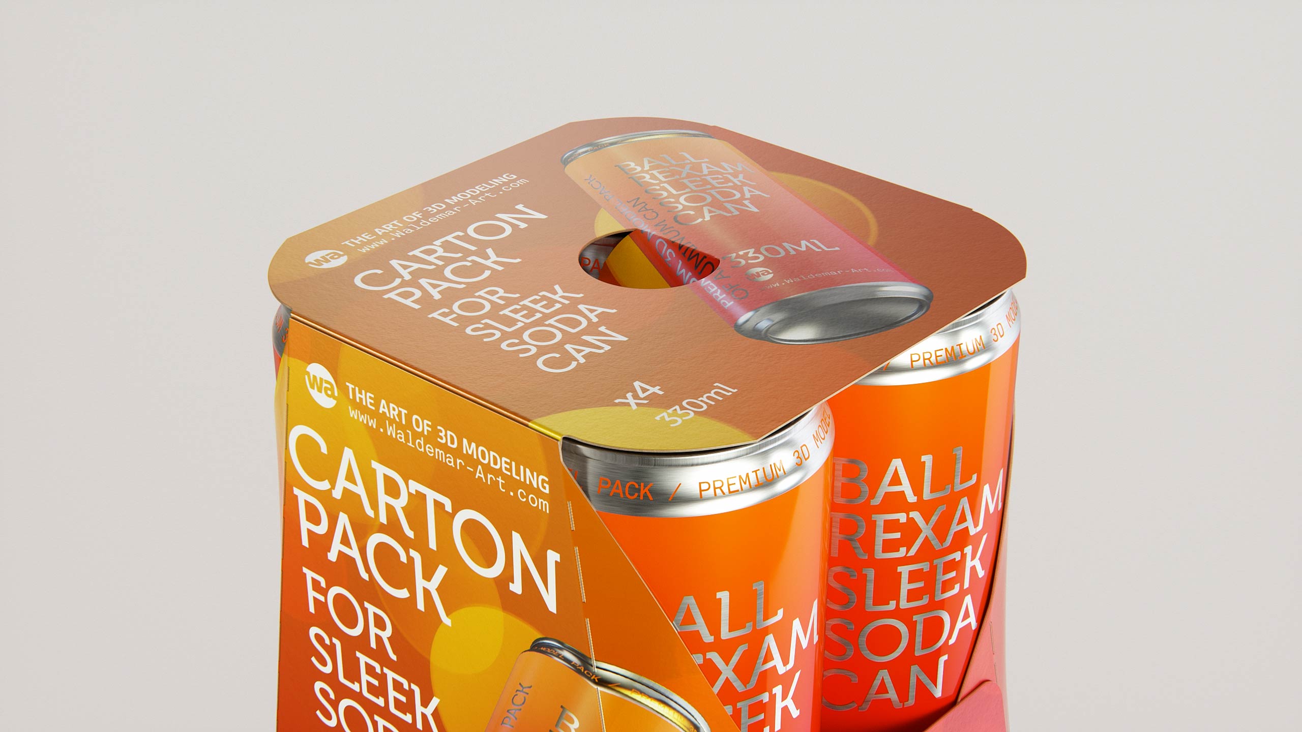 Premium Packaging 3D Model of carton package for 4x330ml Sleek Soda Can