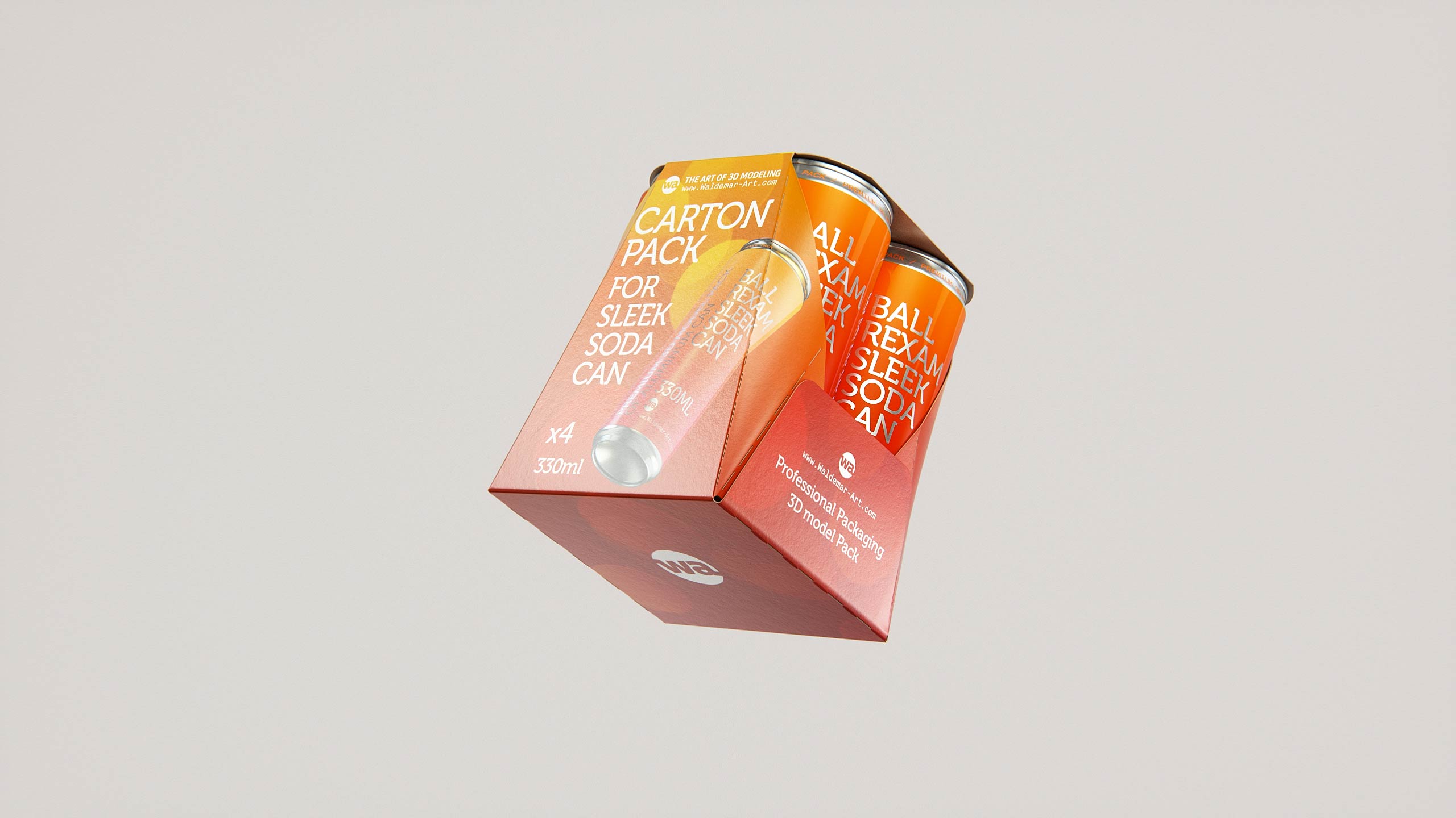Premium Packaging 3D Model of carton package for 4x330ml Sleek Soda Can