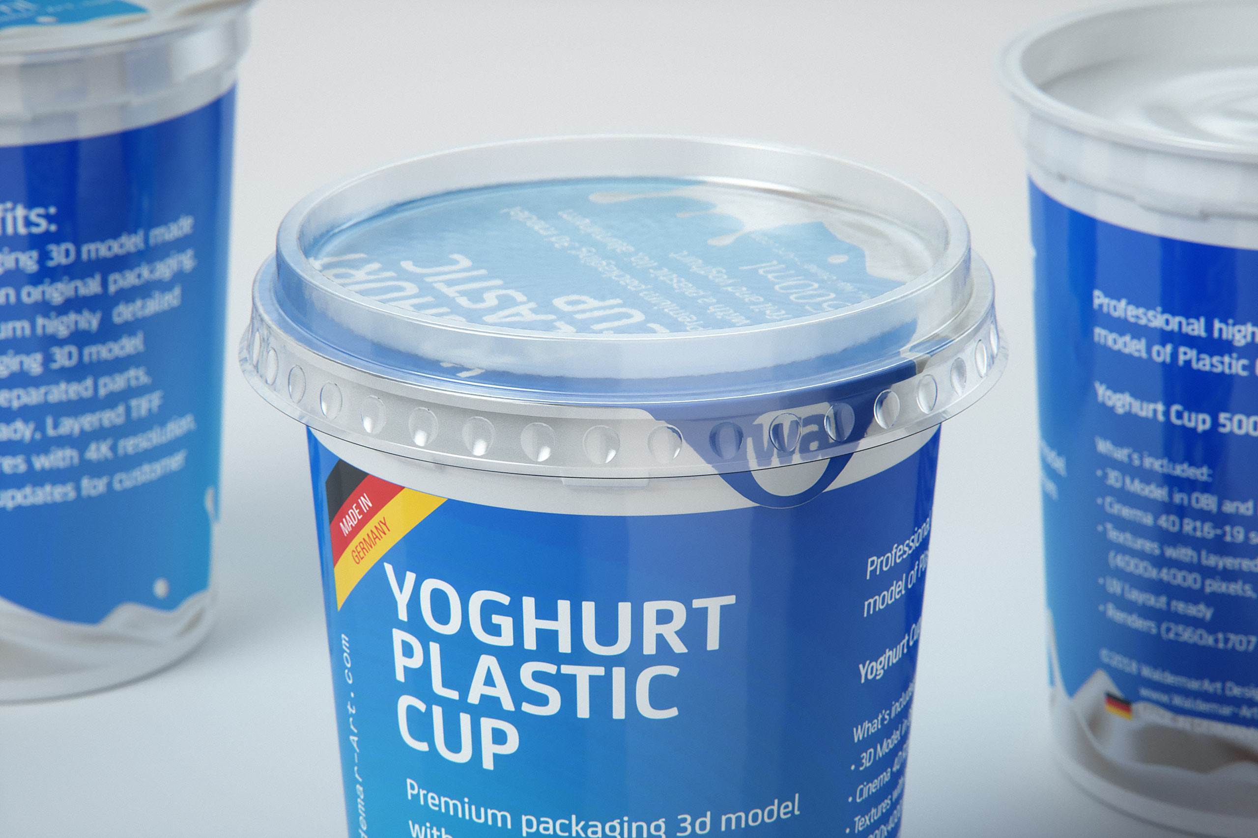 Yoghurt Plastic Cup 500ml Professional packaging 3D model
