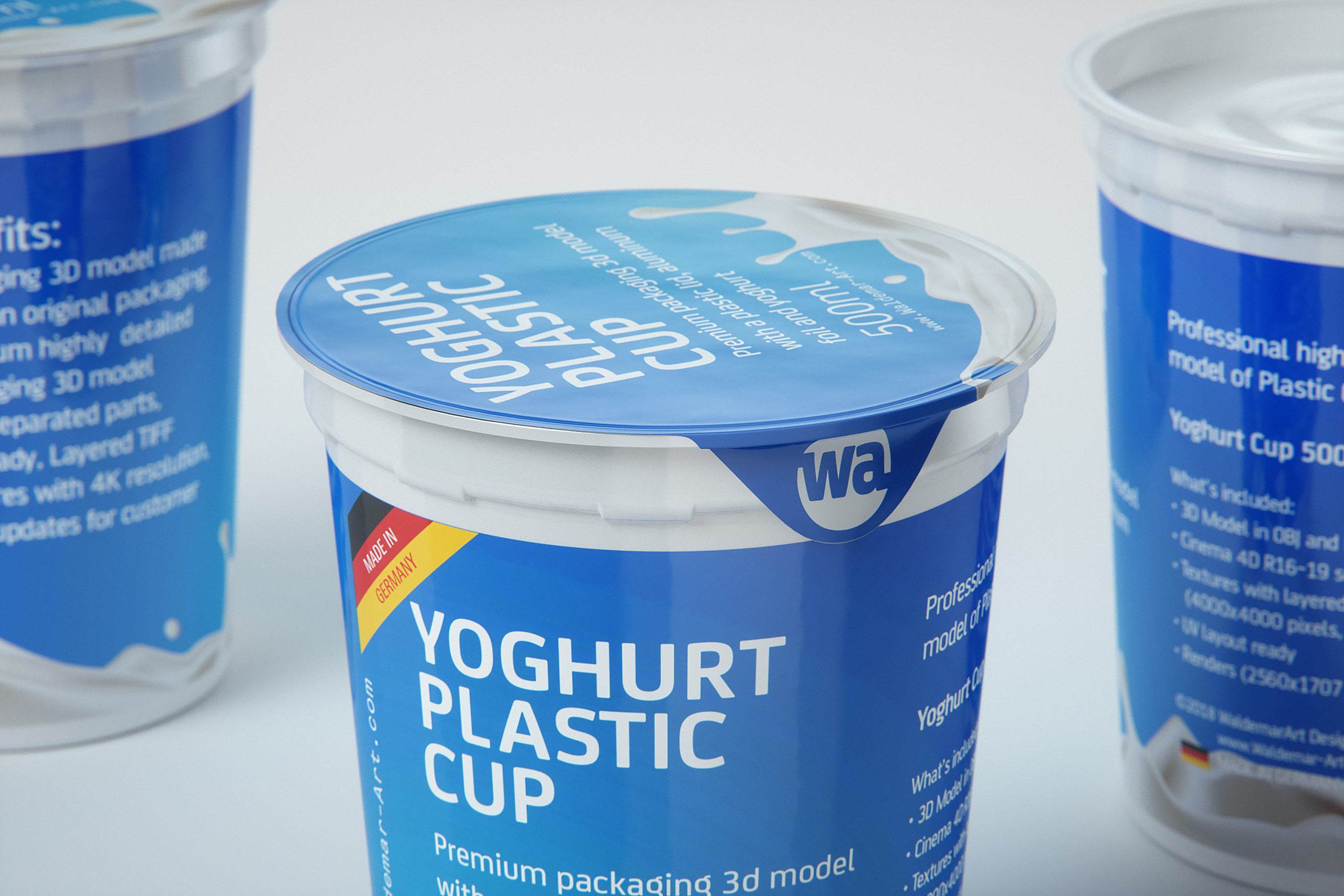 Yoghurt Plastic Cup 500ml Professional packaging 3D model