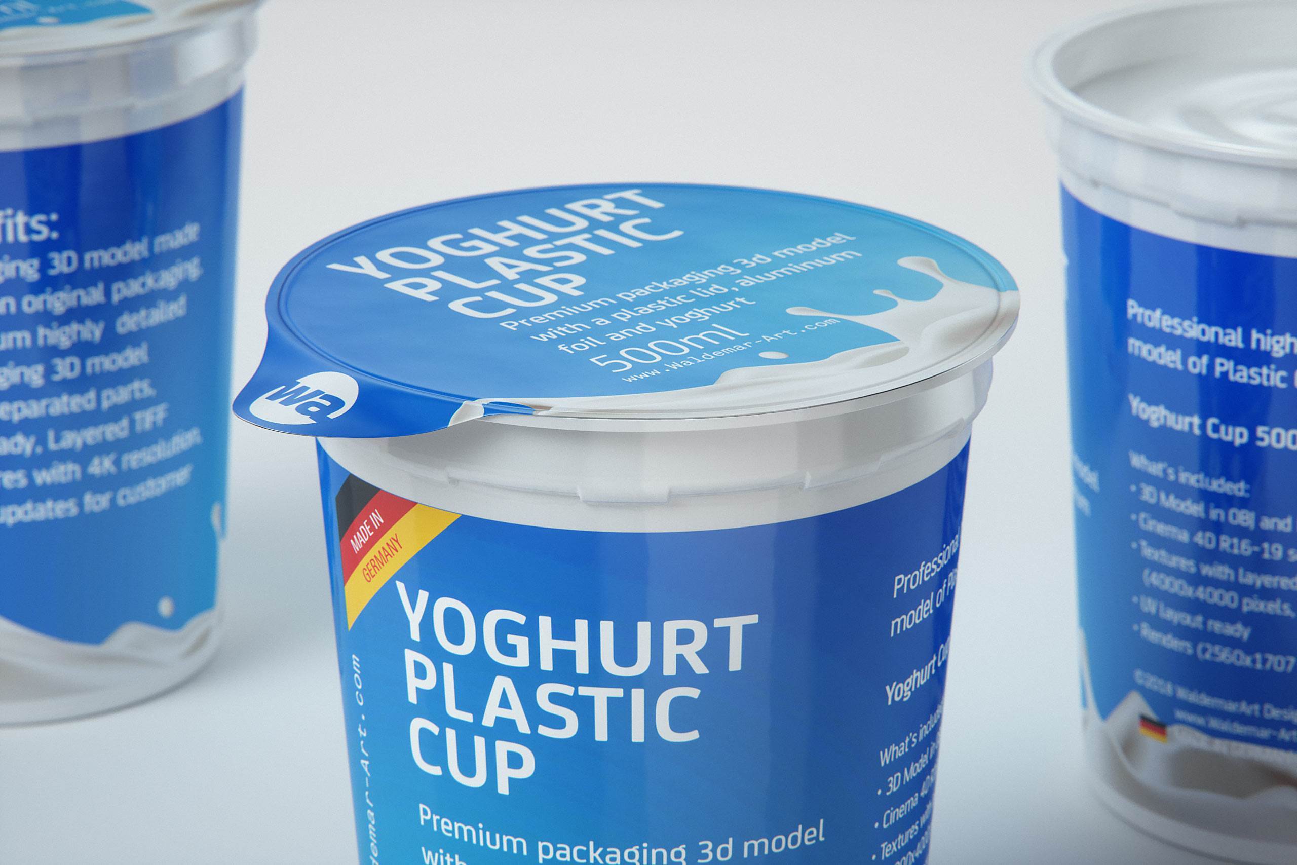 Yoghurt Plastic Cup 500ml Professional packaging 3D model
