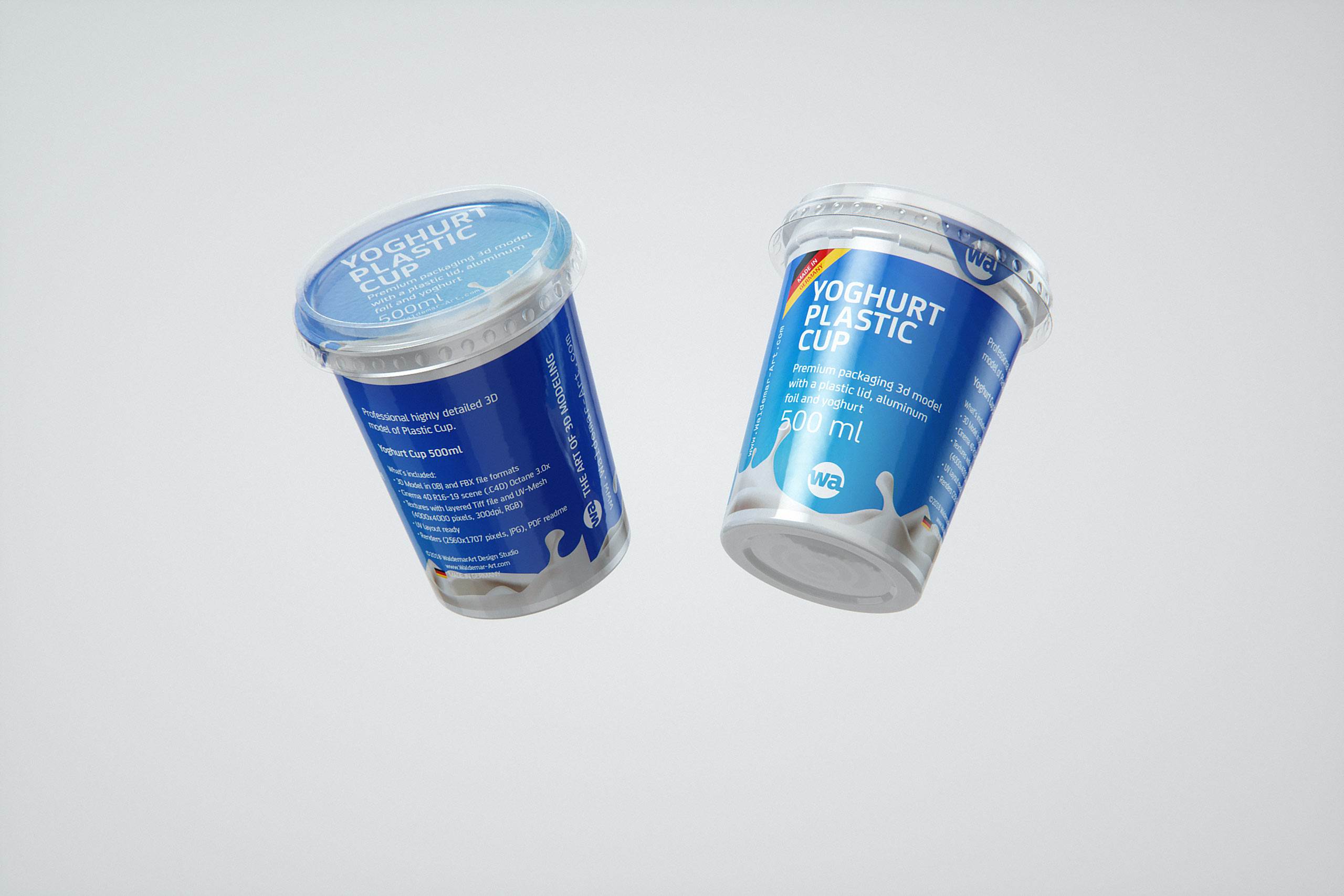 Yoghurt Plastic Cup 500ml Professional packaging 3D model