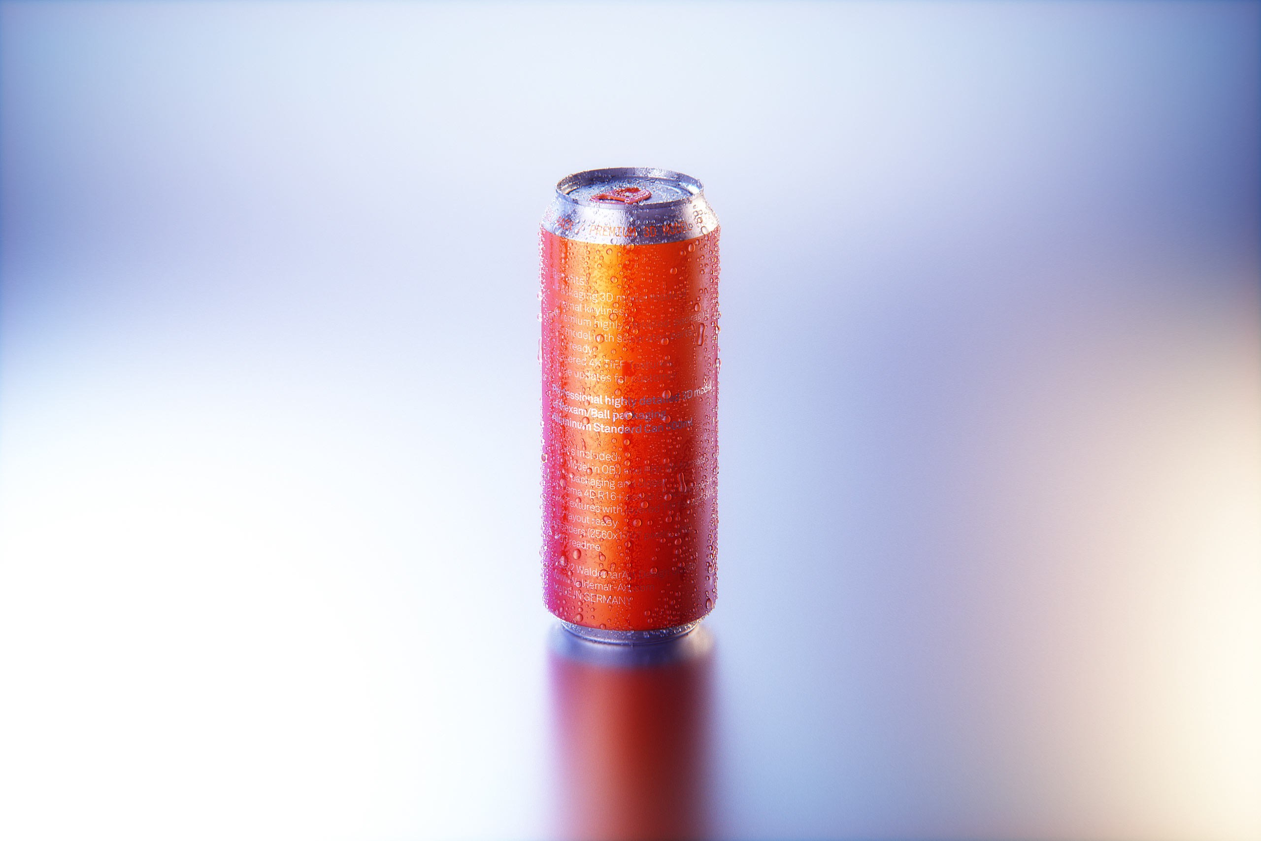 BALL (REXAM) Metal Standard Beer/Soda Can 500ml packaging 3D model with water condensation and frost