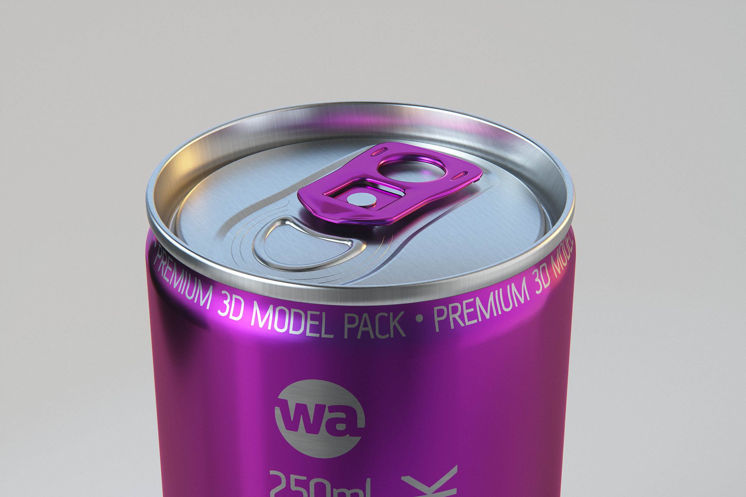 Premium 3D Model of 6x250ml Slim Soda Cans in Shrink Film Wrap