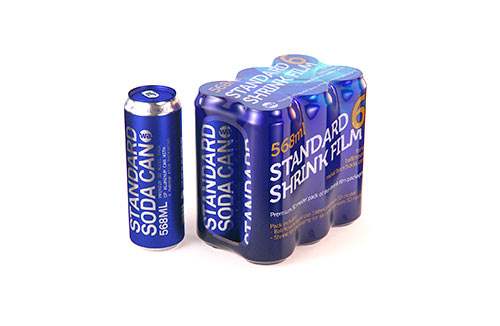 Multipack of 6×568ml standard beverage cans in shrink wrap