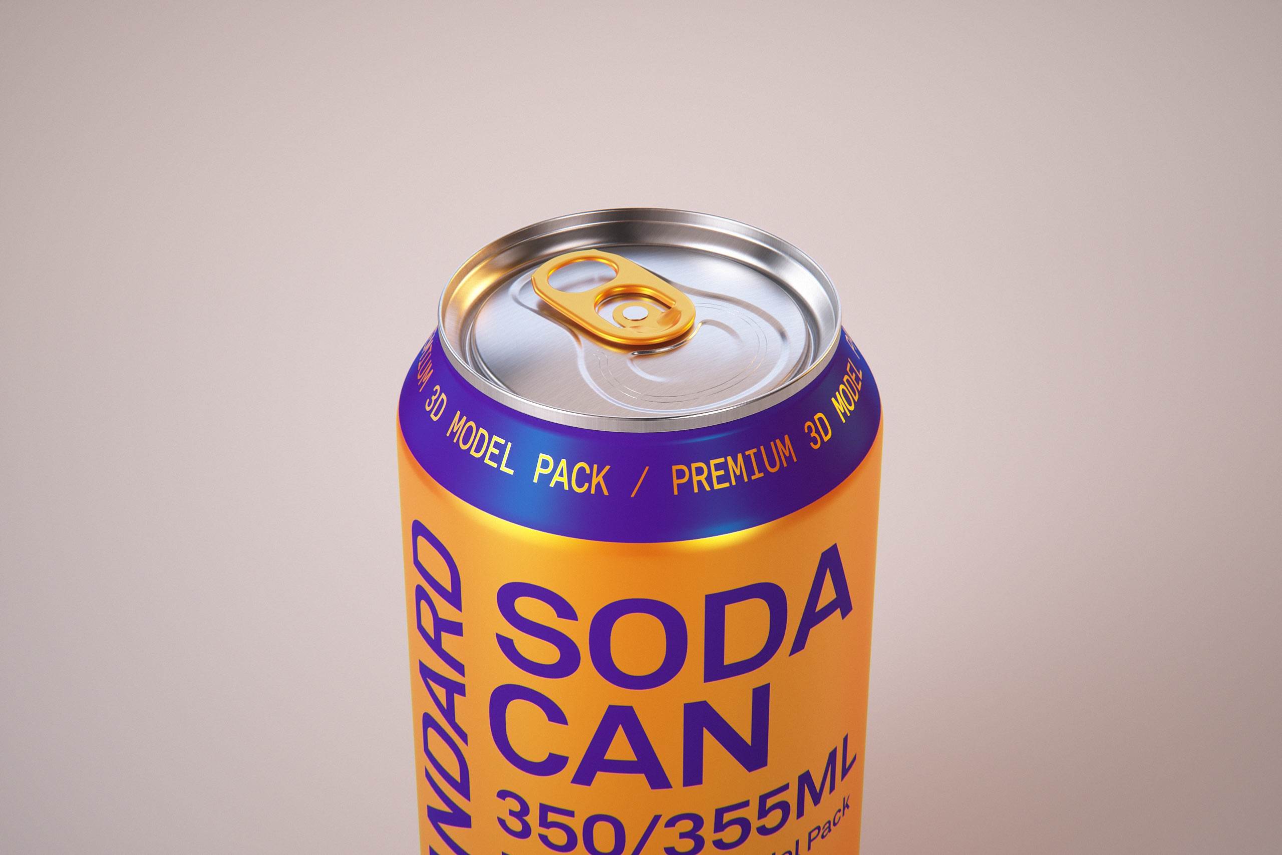 Premium packaging 3D Model of 6x350ml/355ml Standard Beer/Soda Cans in Smooth Shrink Film Wrap