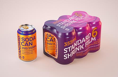 Shrink-Wrapped 6-Pack of 350ml / 355ml Beverage Cans