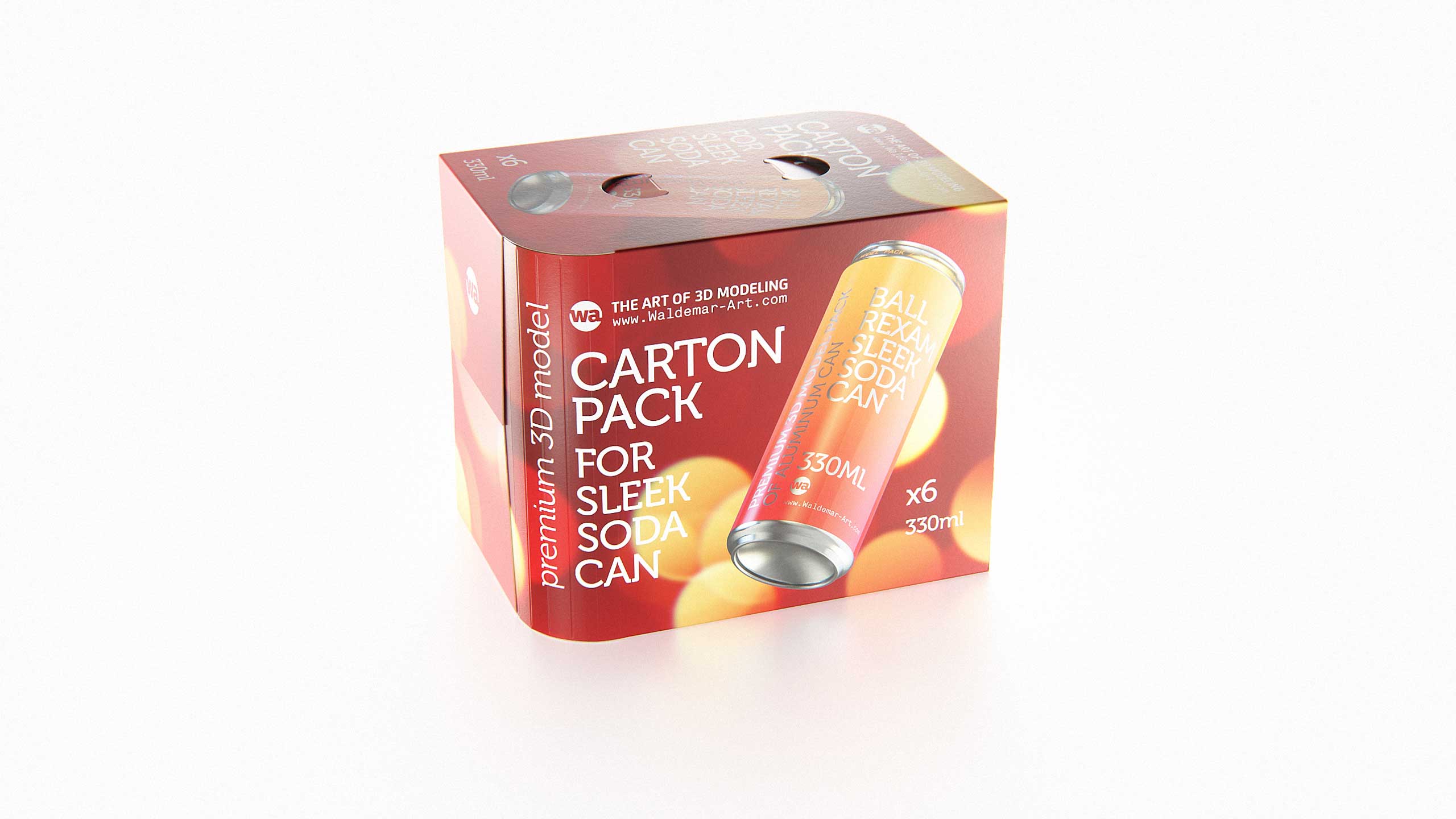 Premium Packaging 3D Model of carton box for 6x330ml Sleek Beer/Soda Can  