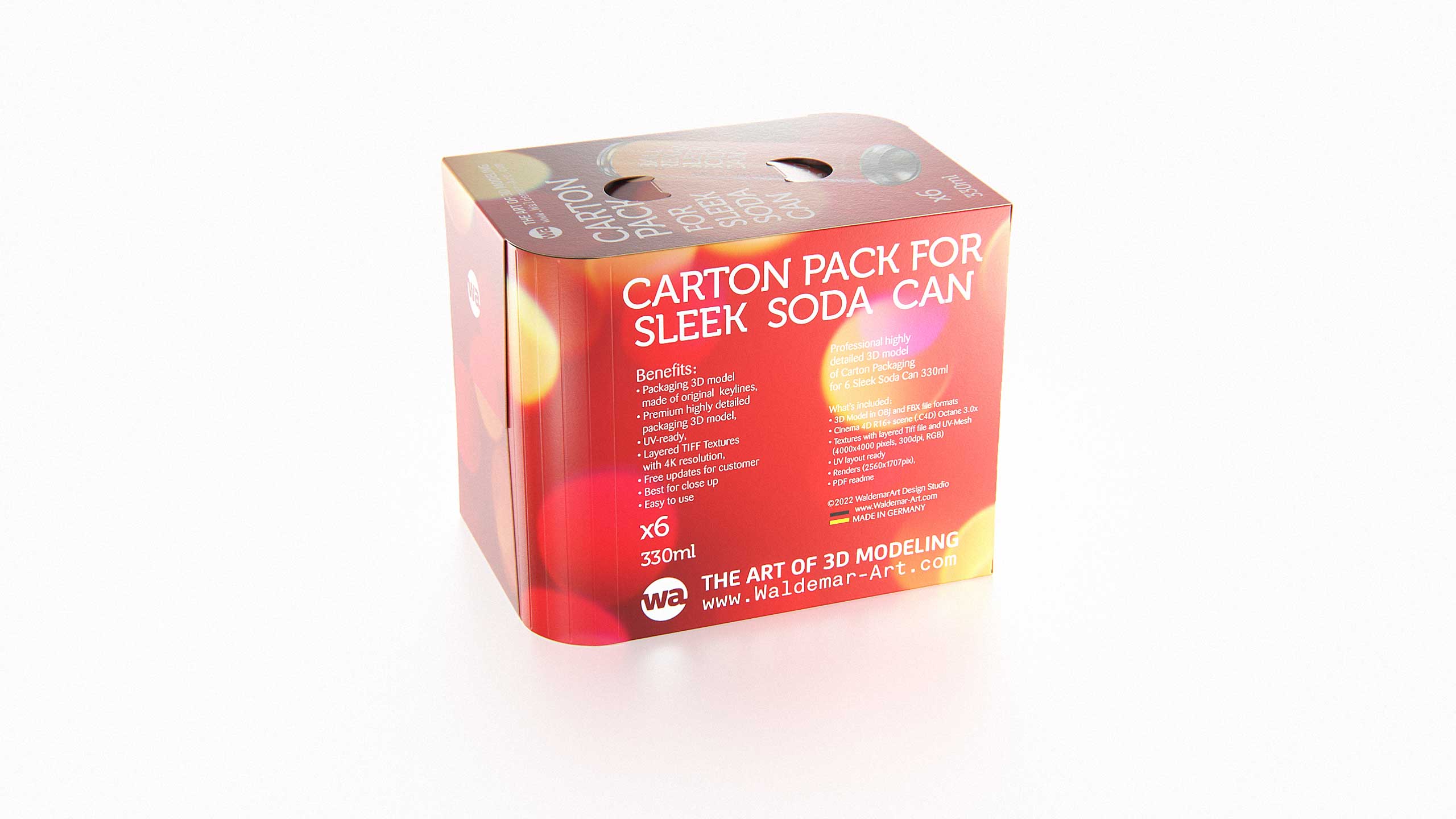 Premium Packaging 3D Model of carton box for 6x330ml Sleek Beer/Soda Can  