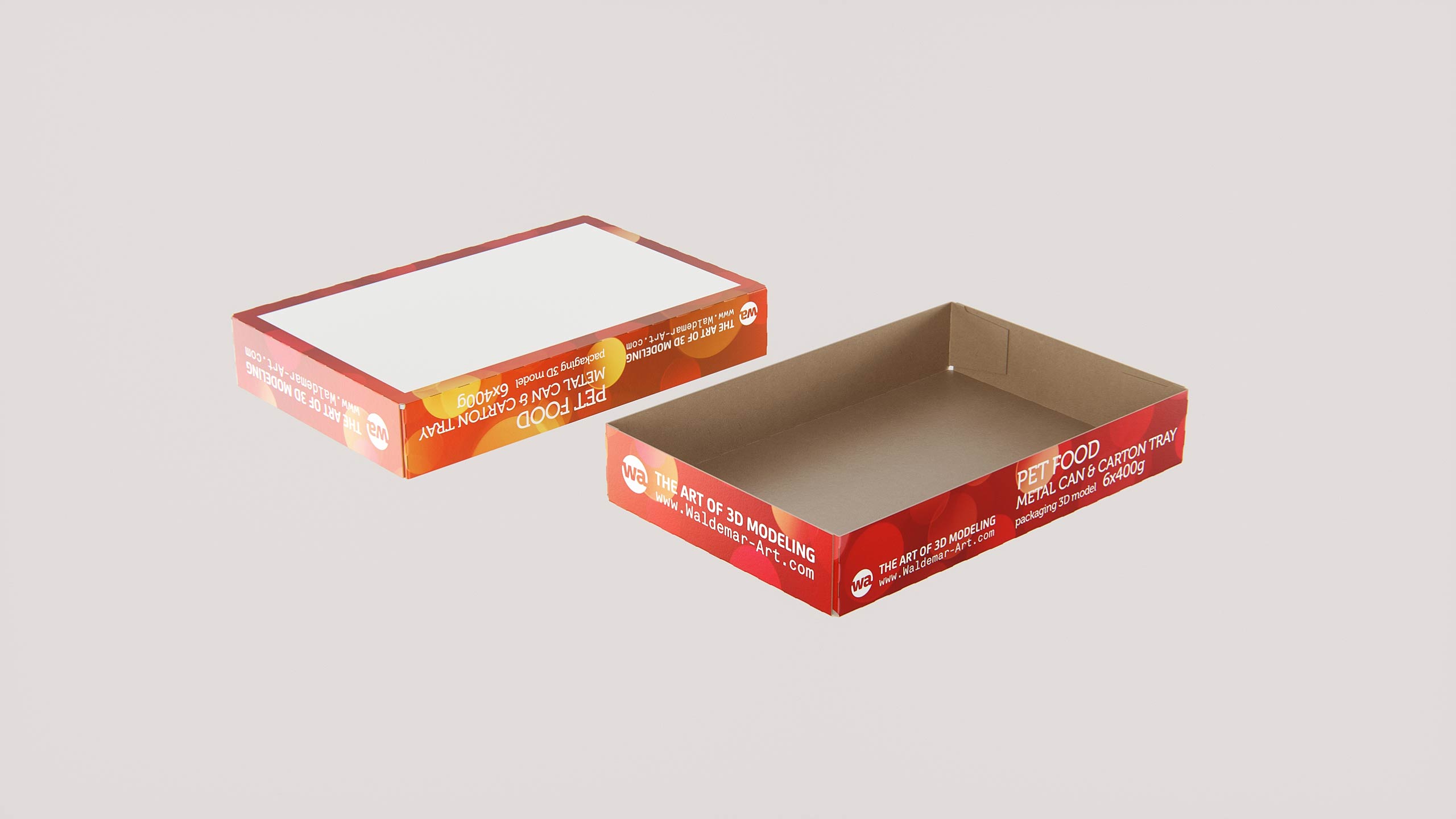 6x Carton Pack for Pet Food Metal Can 400g packaging 3D model