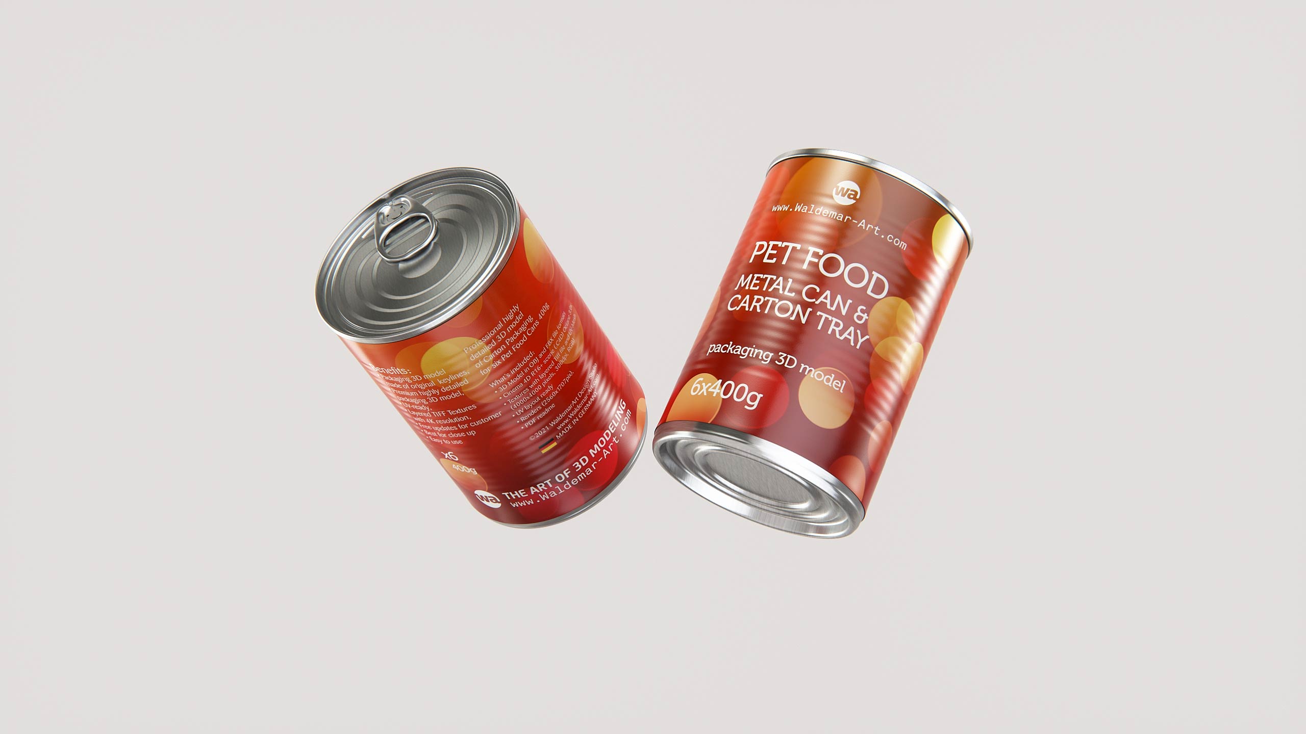 6x Carton Pack for Pet Food Metal Can 400g packaging 3D model