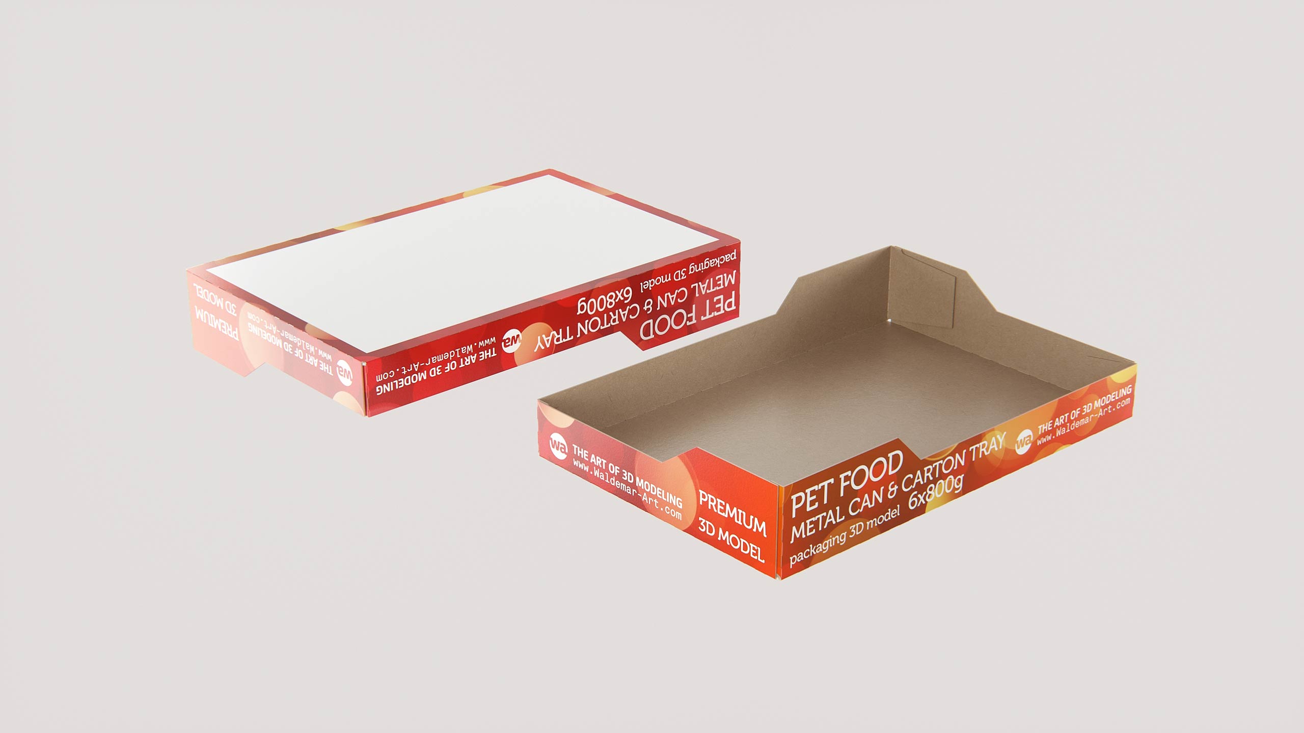 6x Carton Pack for Pet Food Metal Can 800g packaging 3D model