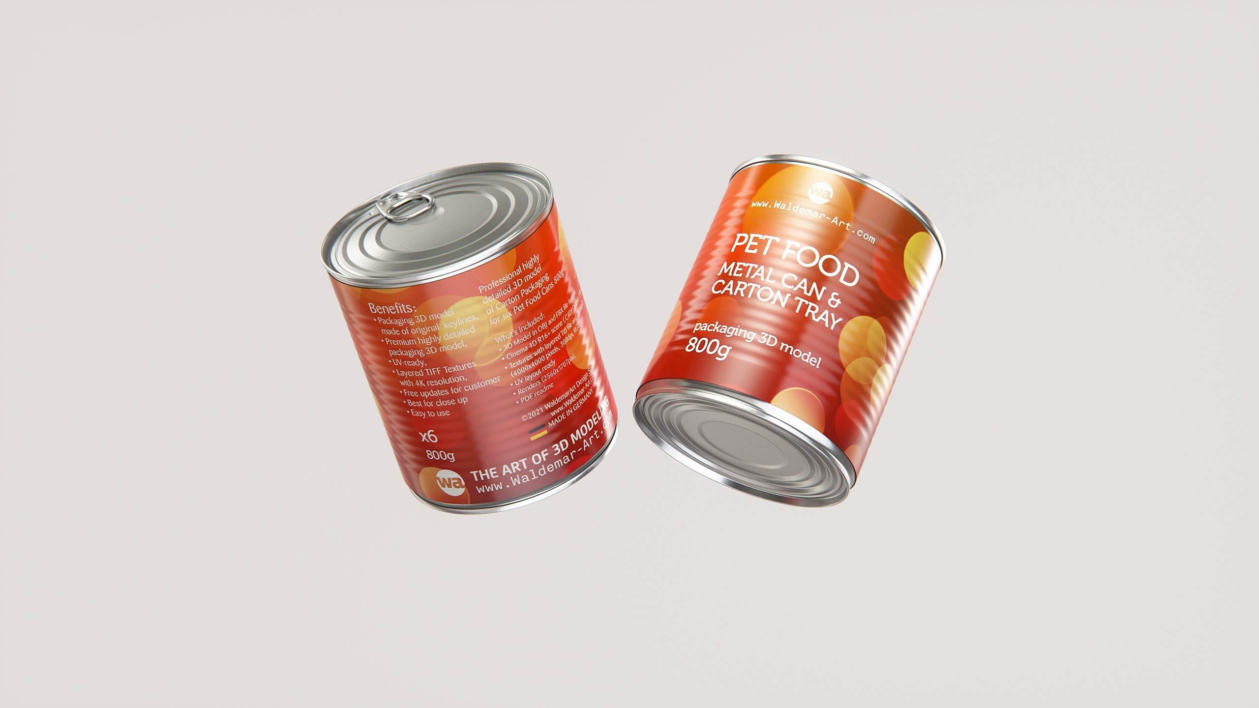 6x Carton Pack for Pet Food Metal Can 800g packaging 3D model