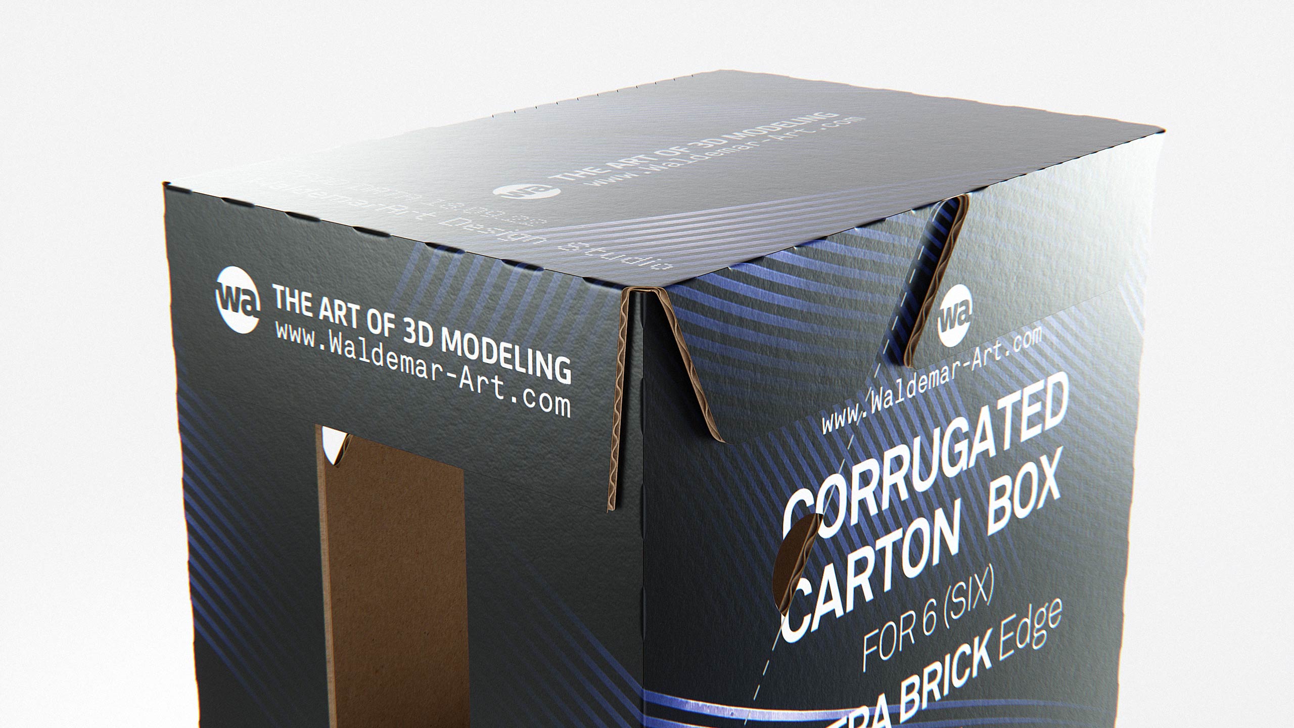 Premium Packaging 3D Model of corrugated cardboard box for 6x1000ml Tetra Brick Edge