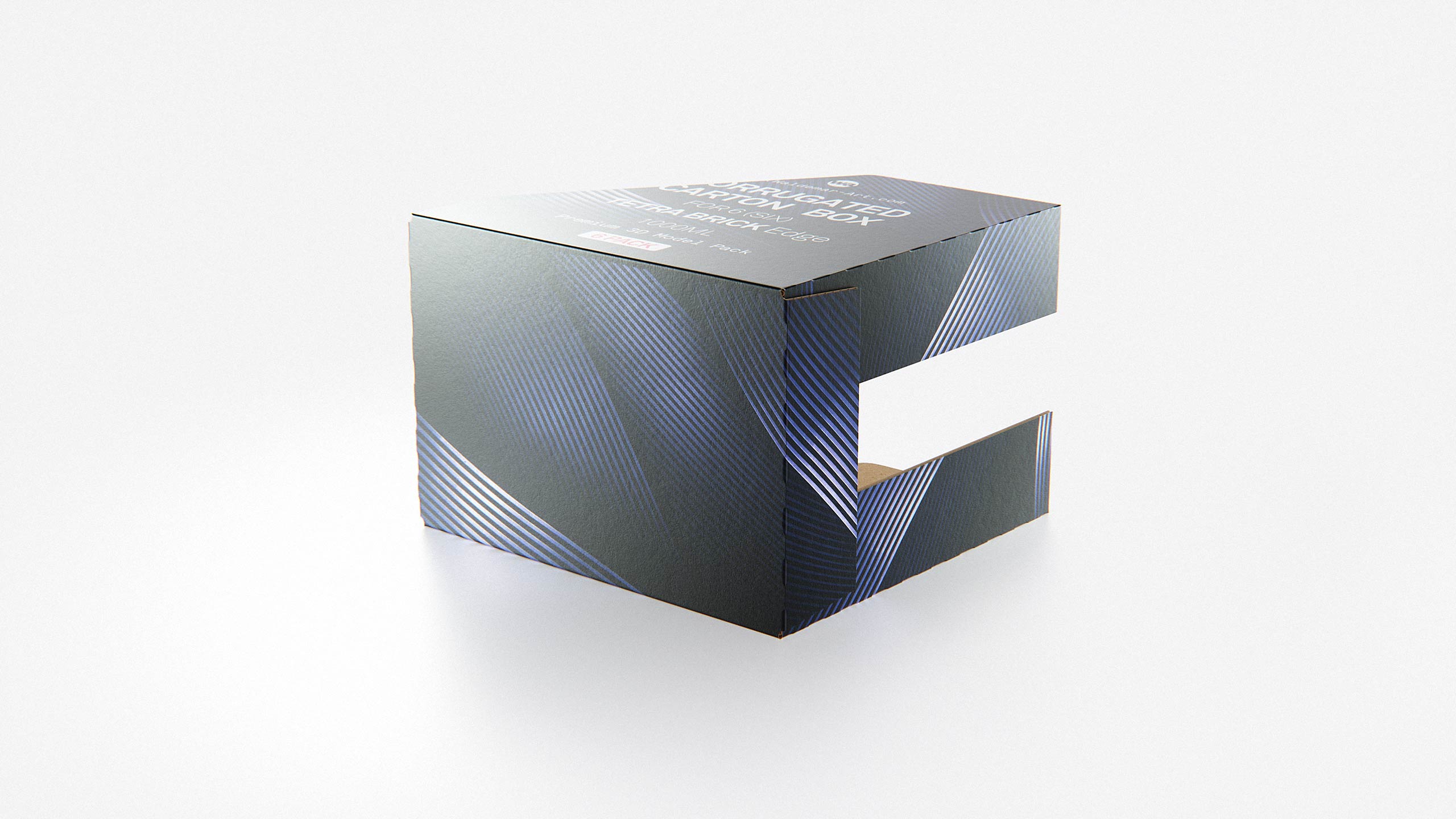 Premium Packaging 3D Model of corrugated cardboard box for 6x1000ml Tetra Brick Edge