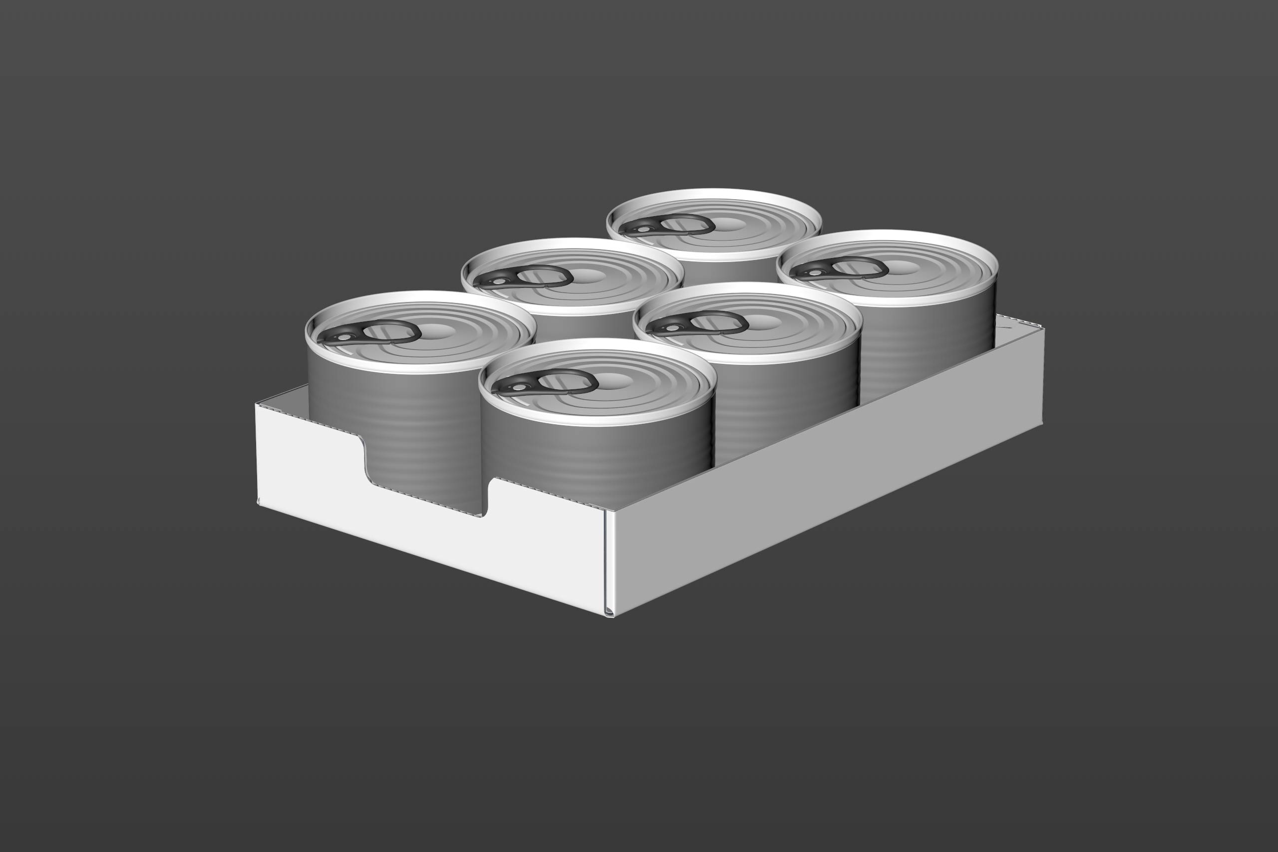 Premium 3D model of cardboard multi-pack packaging for 6x200g metal cans of pet food