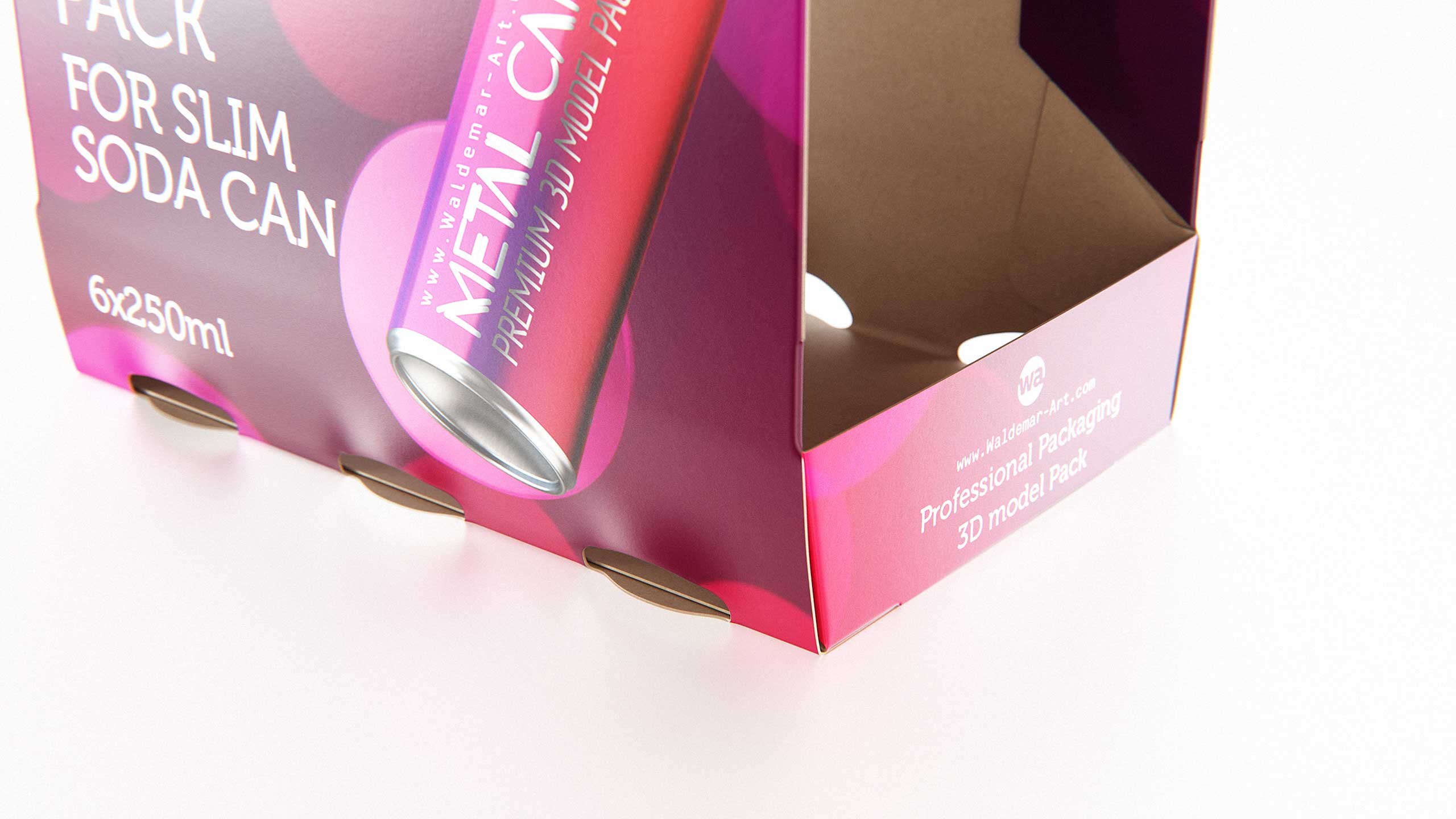 Premium Packaging 3D Model of carton box for 6x250ml Slim Soda Can