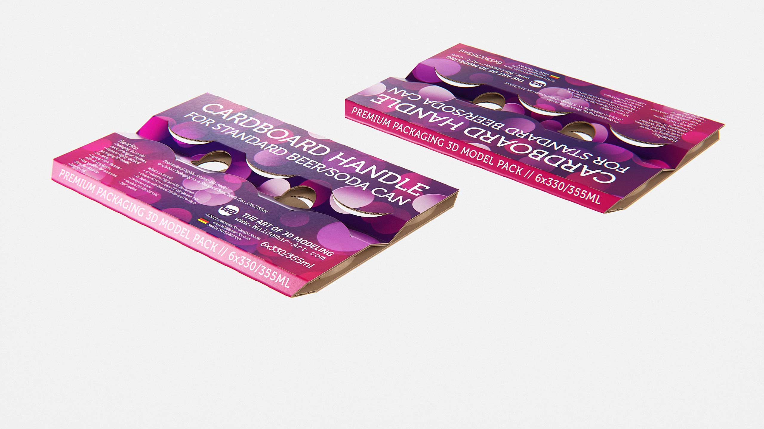 Premium Packaging 3D Model of cardboard holder for 6x330/355ml Standard Soda/Beer Can  