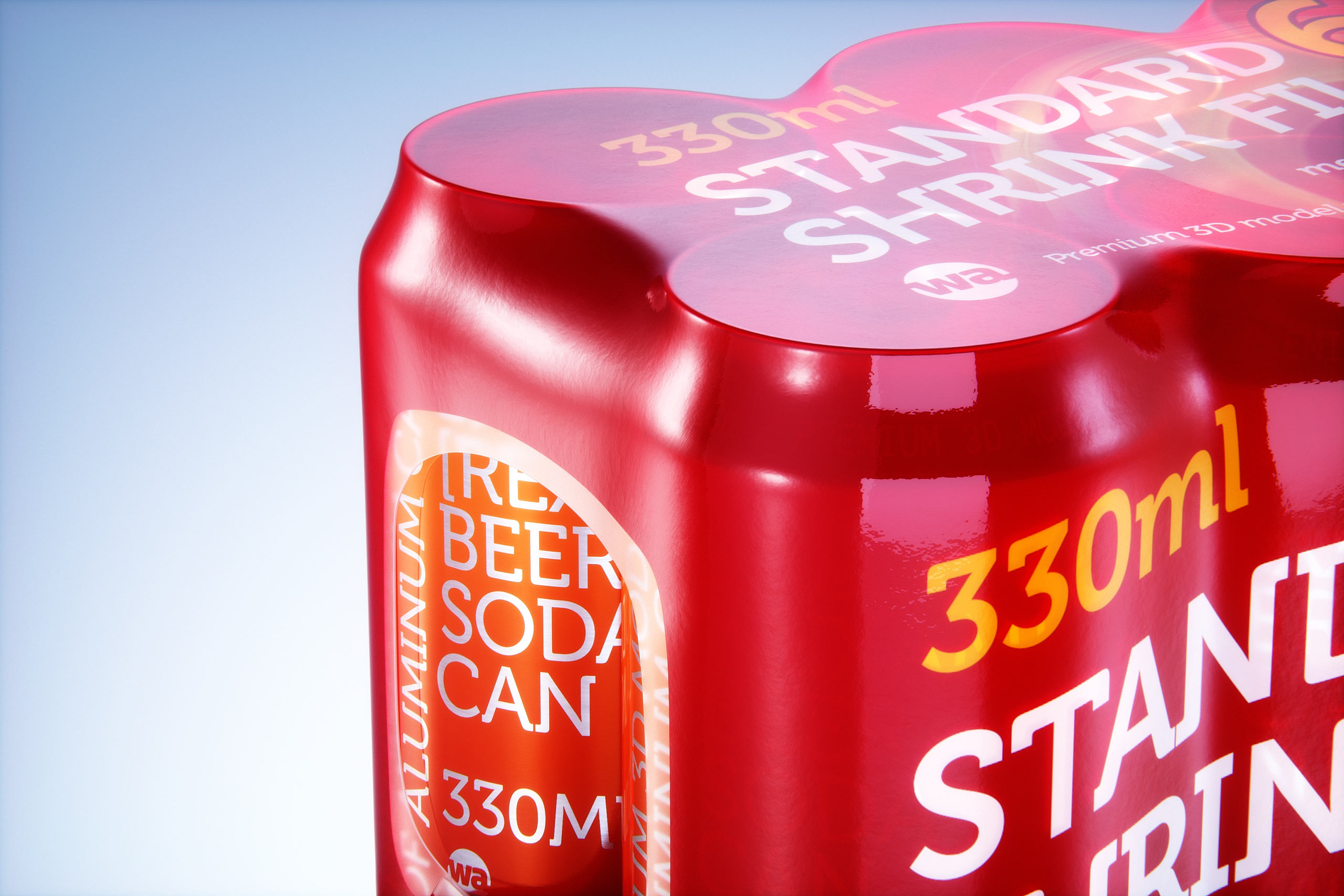 Shrink Film Multi-Pack Packaging for 6x330ml Standard Beer Cans Premium 3D model