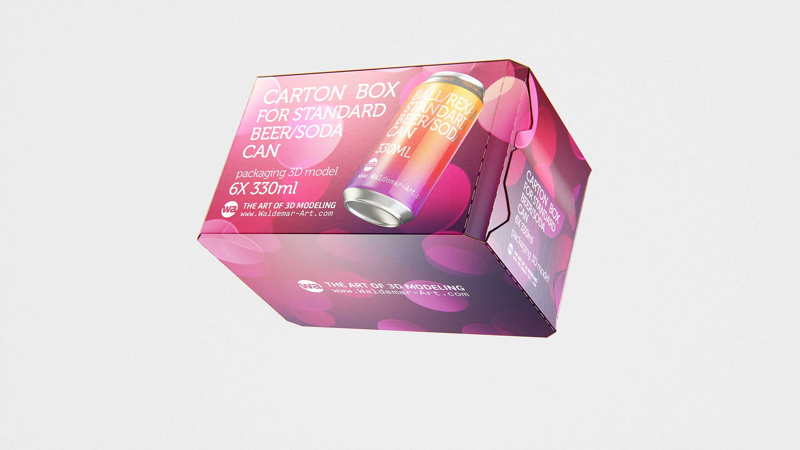Premium Packaging 3D Model of carton box for 6x330ml Standard Beer/Soda Can