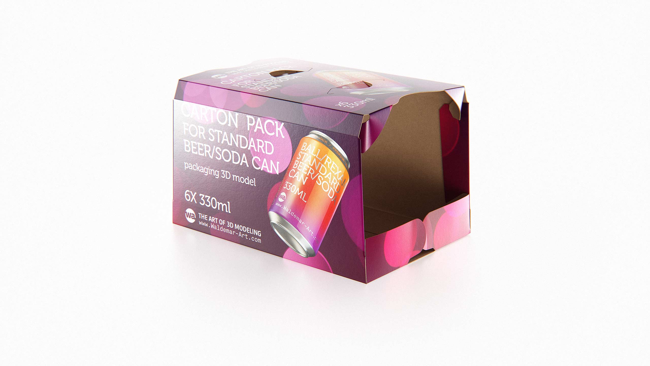 Premium Packaging 3D Model of carton package for 6x330ml Standard Beer/Soda Can