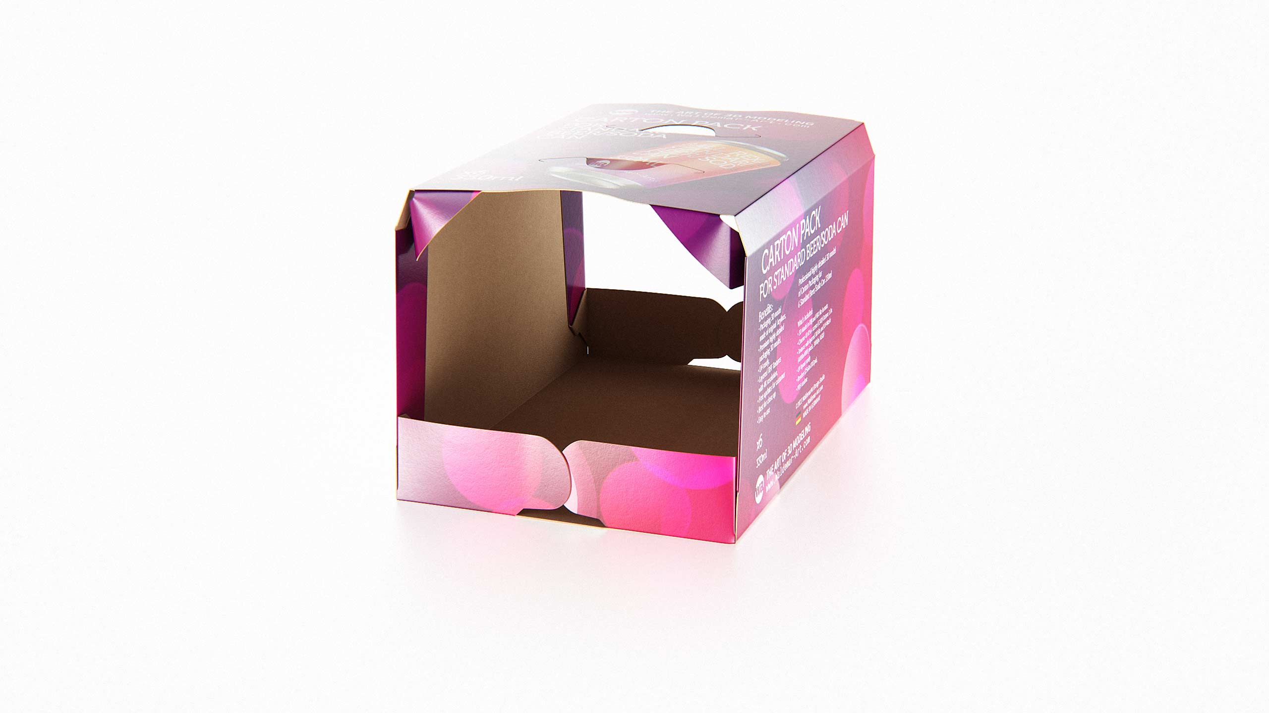 Premium Packaging 3D Model of carton package for 6x330ml Standard Beer/Soda Can