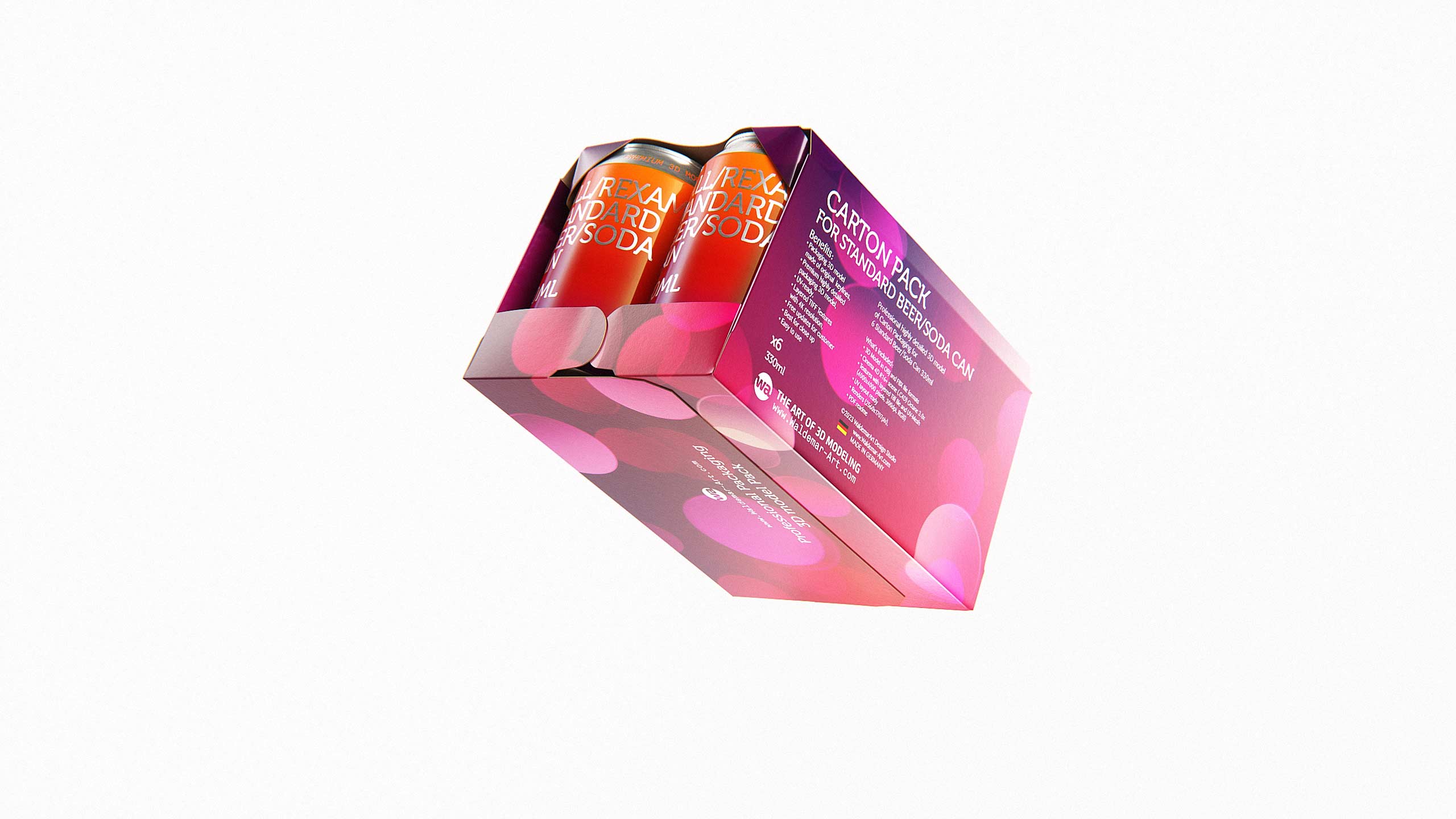 Premium Packaging 3D Model of carton package for 6x330ml Standard Beer/Soda Can