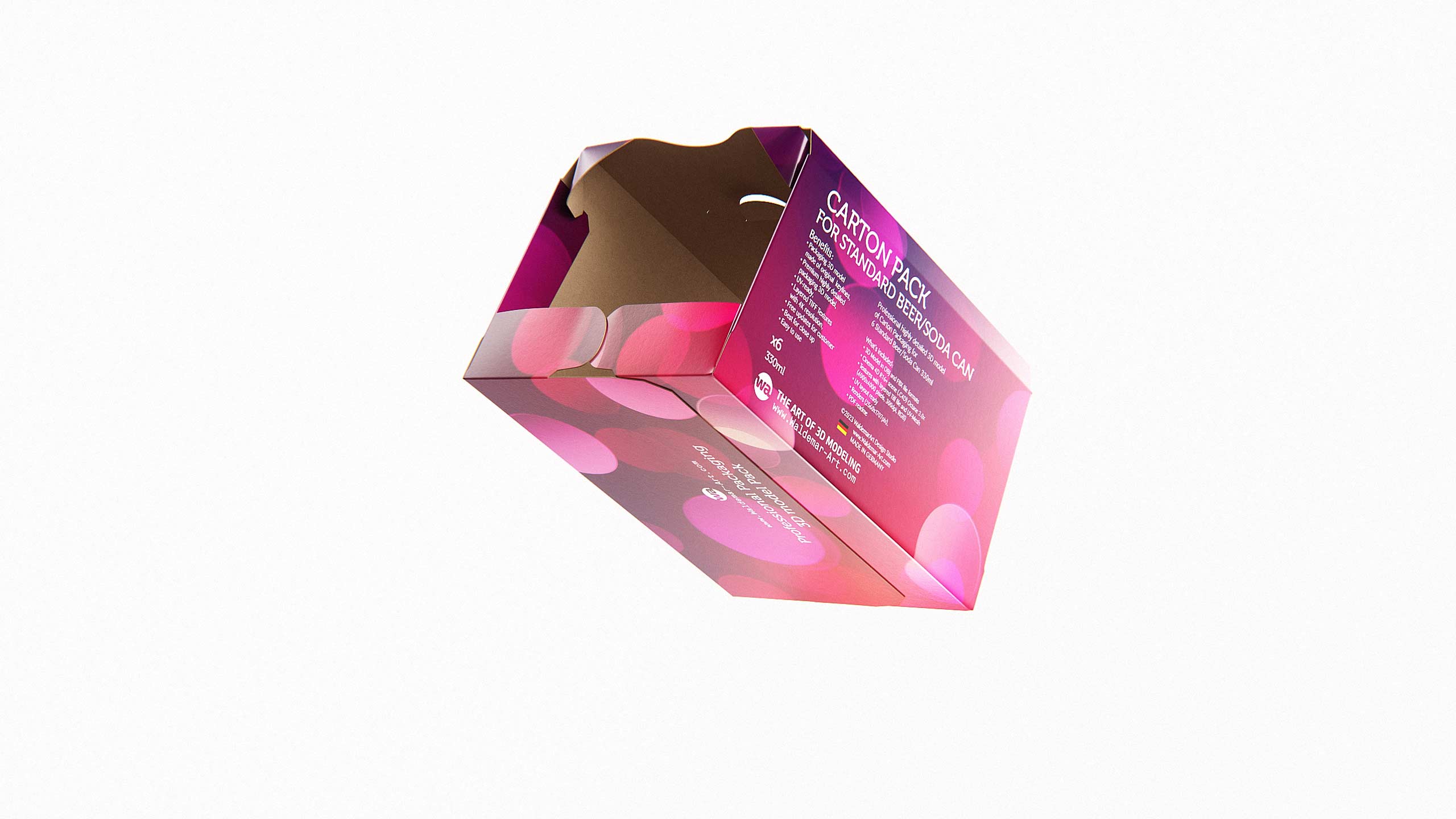 Premium Packaging 3D Model of carton package for 6x330ml Standard Beer/Soda Can