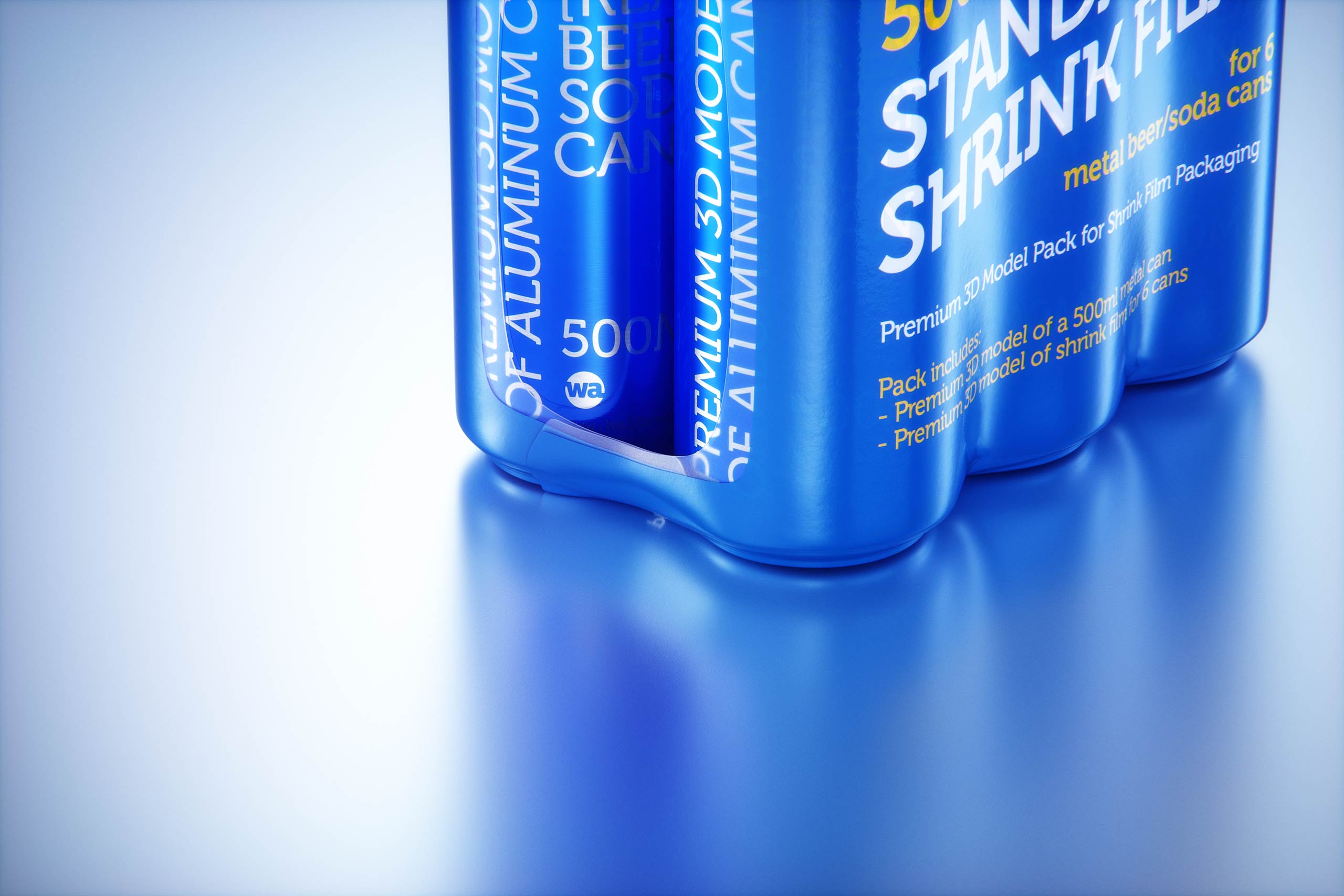 Shrink Film Multi-Pack Packaging for 6x500ml Standard Beer Cans Premium 3D model