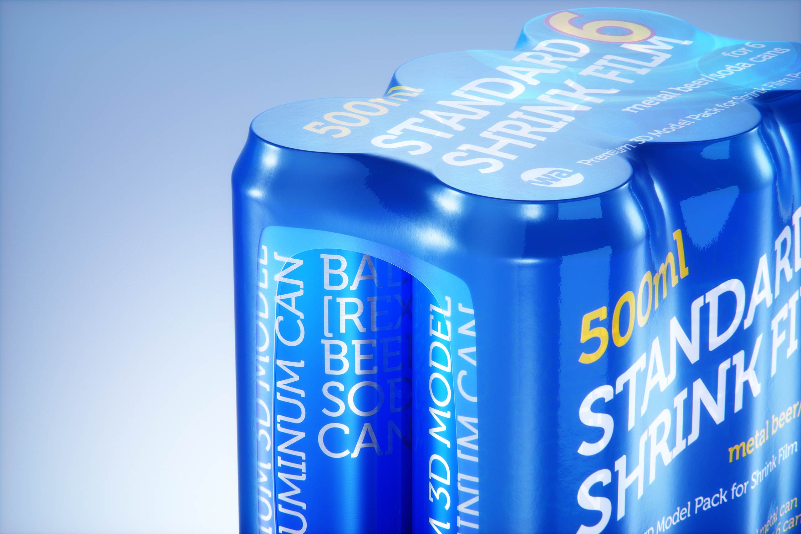 Shrink Film Multi-Pack Packaging for 6x500ml Standard Beer Cans Premium 3D model