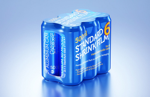 Shrink-Wrapped 6-Pack of 500ml Standard Beverage Cans