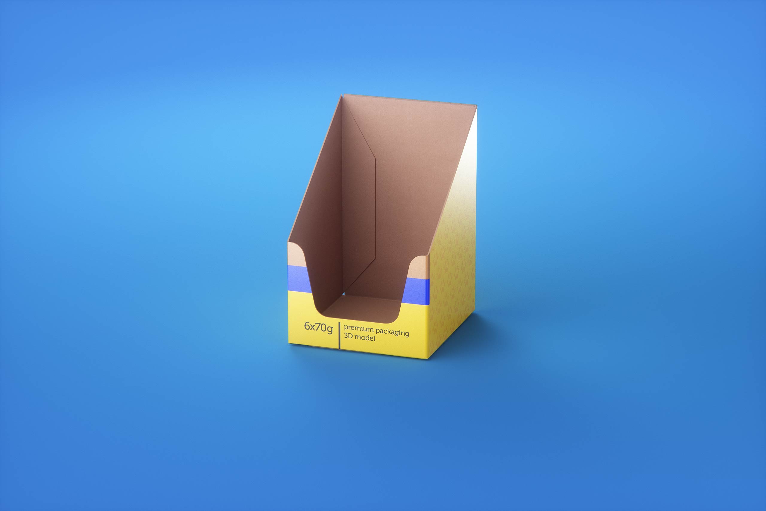 Premium 3D model of carton multi-pack packaging for 6x70g plastic pouches of pet food