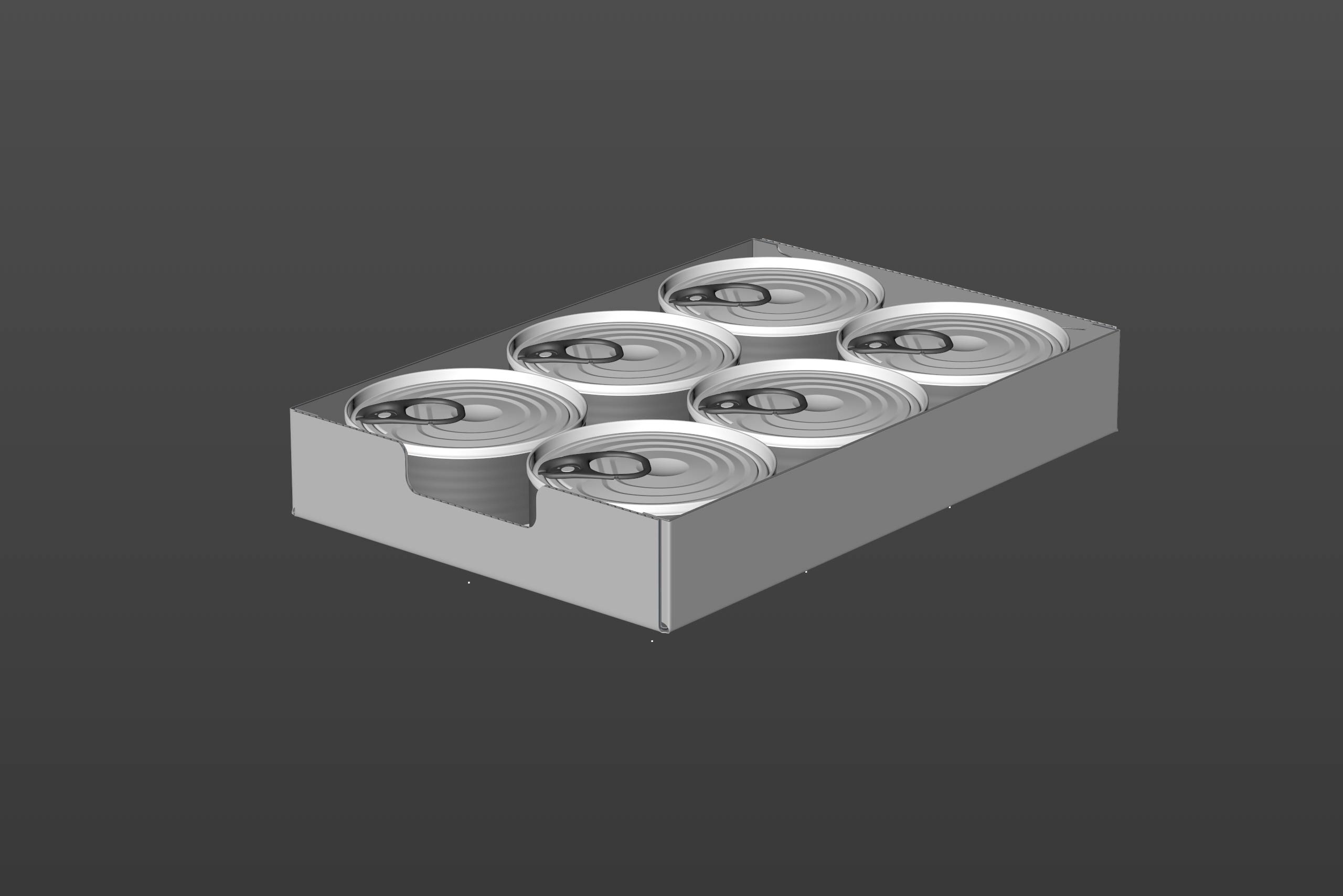 Premium 3D model of cardboard multi-pack packaging for 6x85g metal cans of pet food