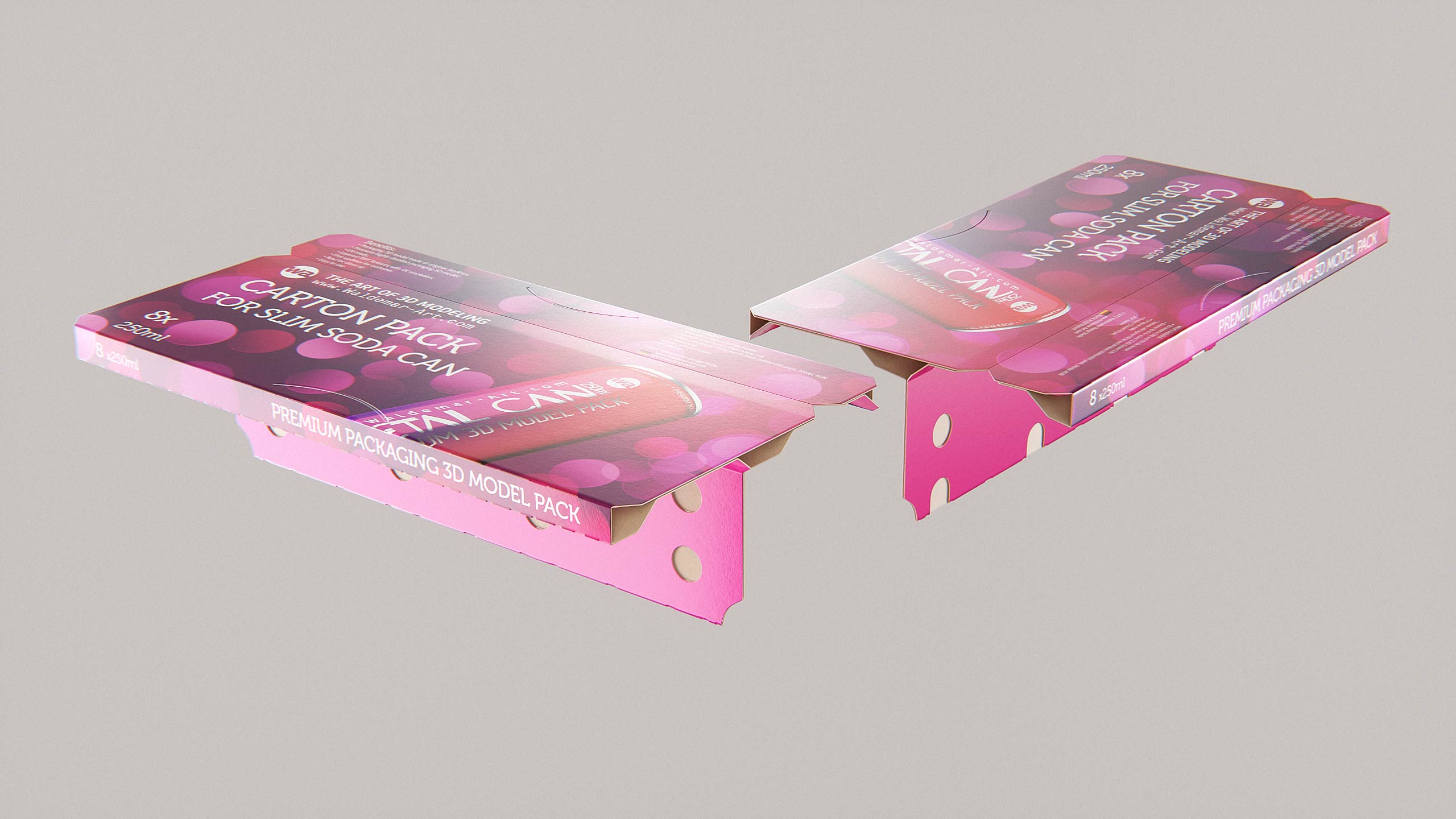 8x250ml Slim Soda Can Carton Pack 3D model