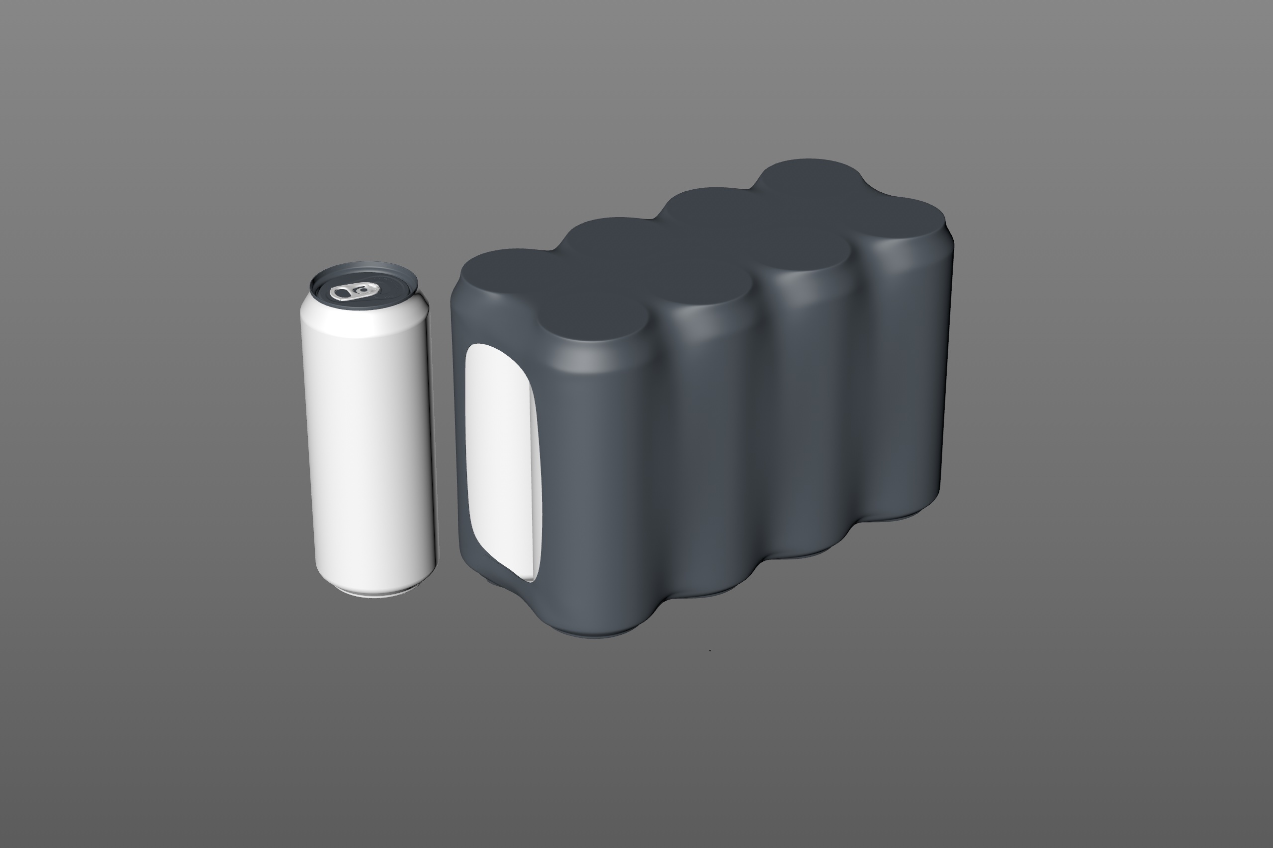 Premium packaging 3D Model of 8x500ml Standard Beer/Soda Cans in Shrink Film Wrap