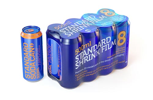 Shrink-Wrapped 8-Pack of 500ml Standard Beverage Cans