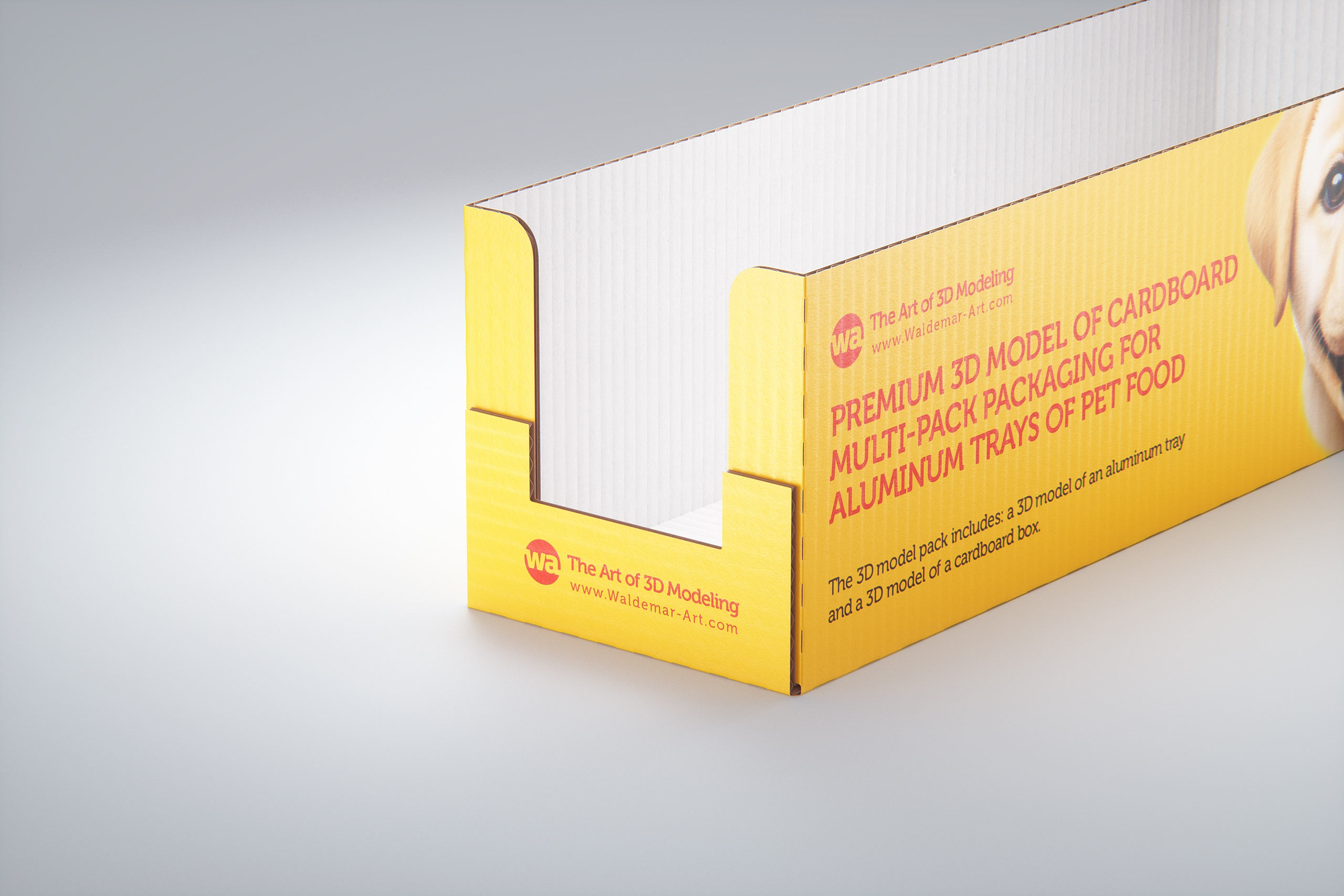 Premium 3D model of cardboard multi-pack packaging for 9x300g aluminum trays of pet food
