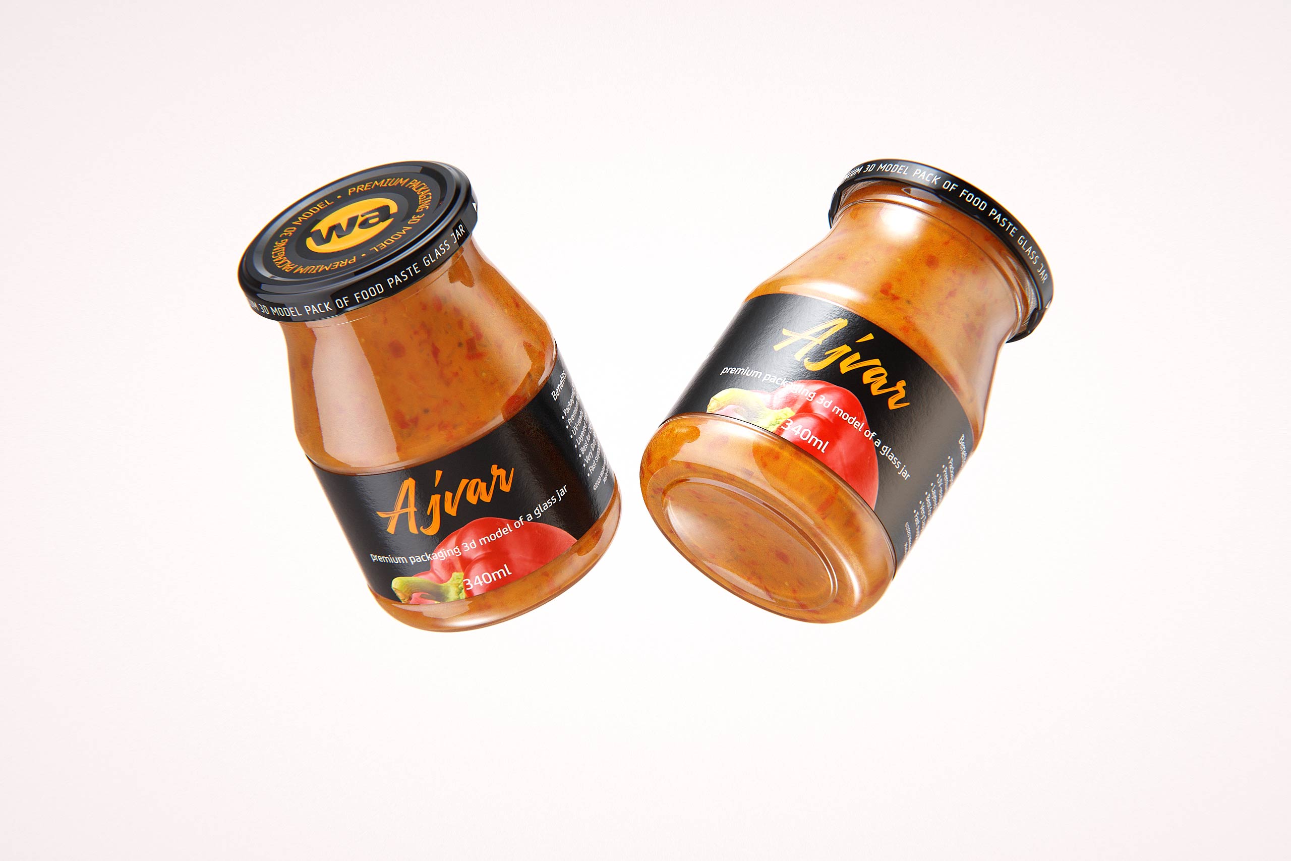 Ajvar Glass Jar 340ml packaging 3D model