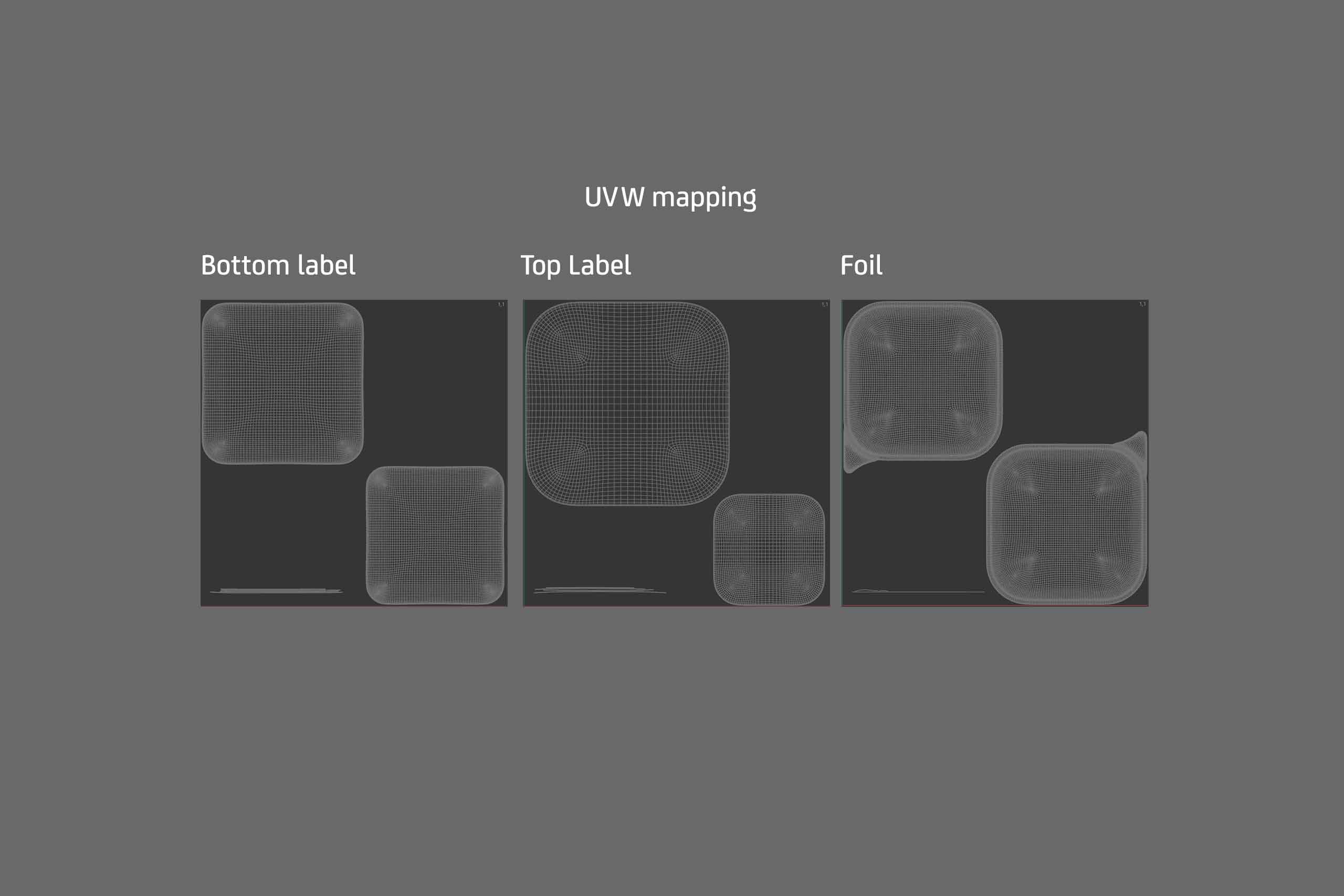 Premium packaging 3D model of a 150g aluminum tray of pet food