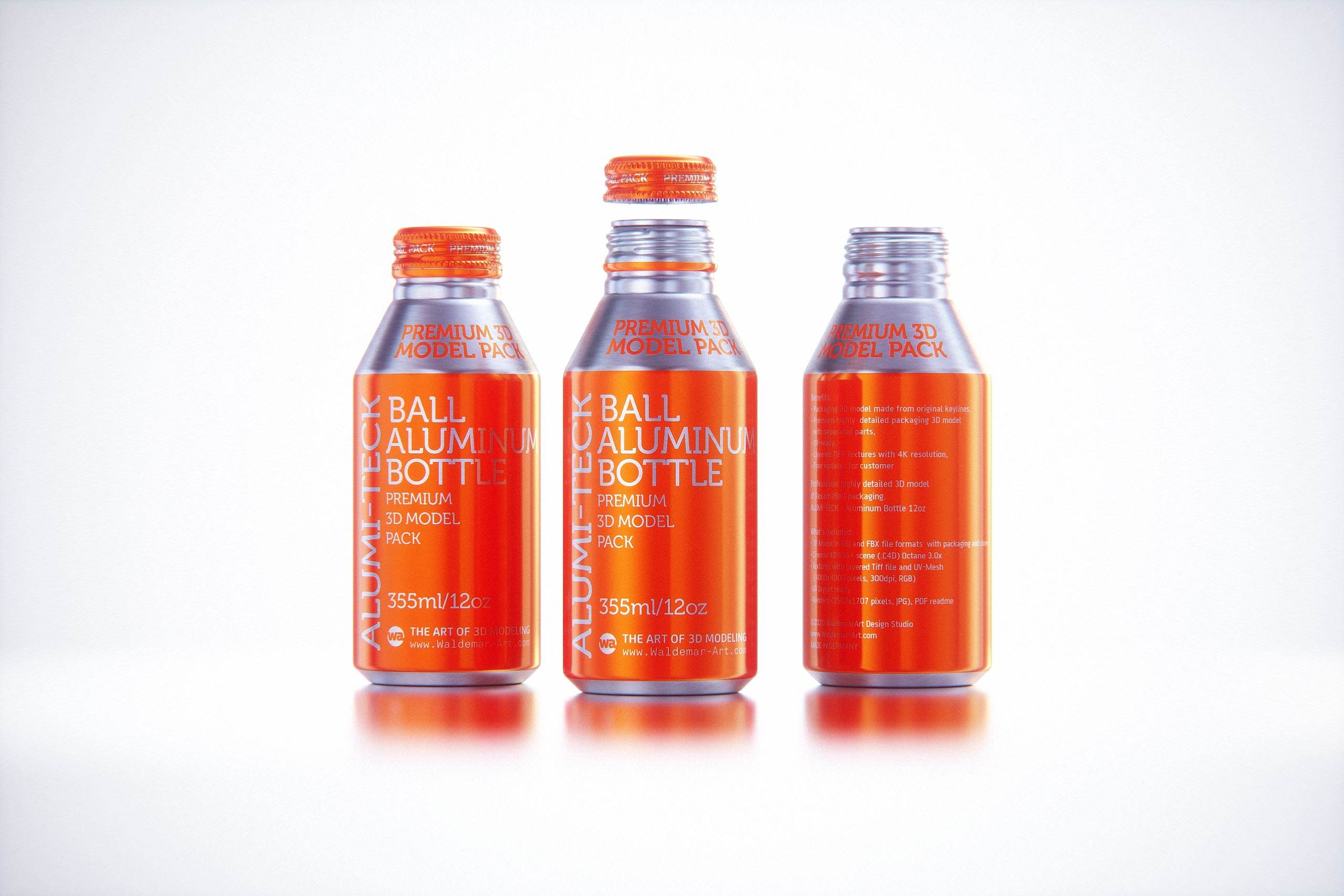 Alumi-tek (Alumitek) Aluminum Bottle packaging 3d model 12oz-355ml