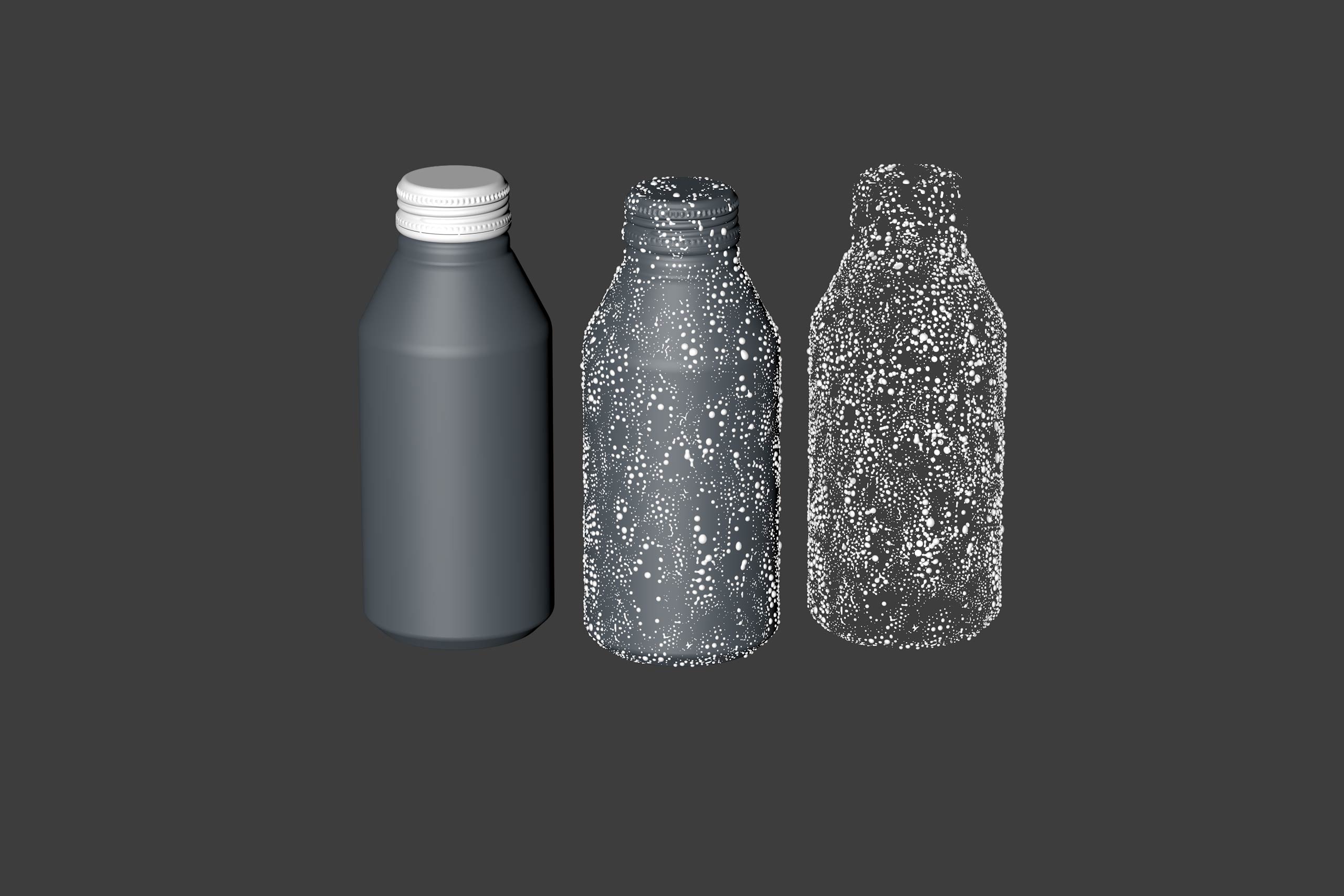 Premium Packaging 3D model of Alumi-tek Aluminum Bottle 355ml (12oz) with water droplets and a frost