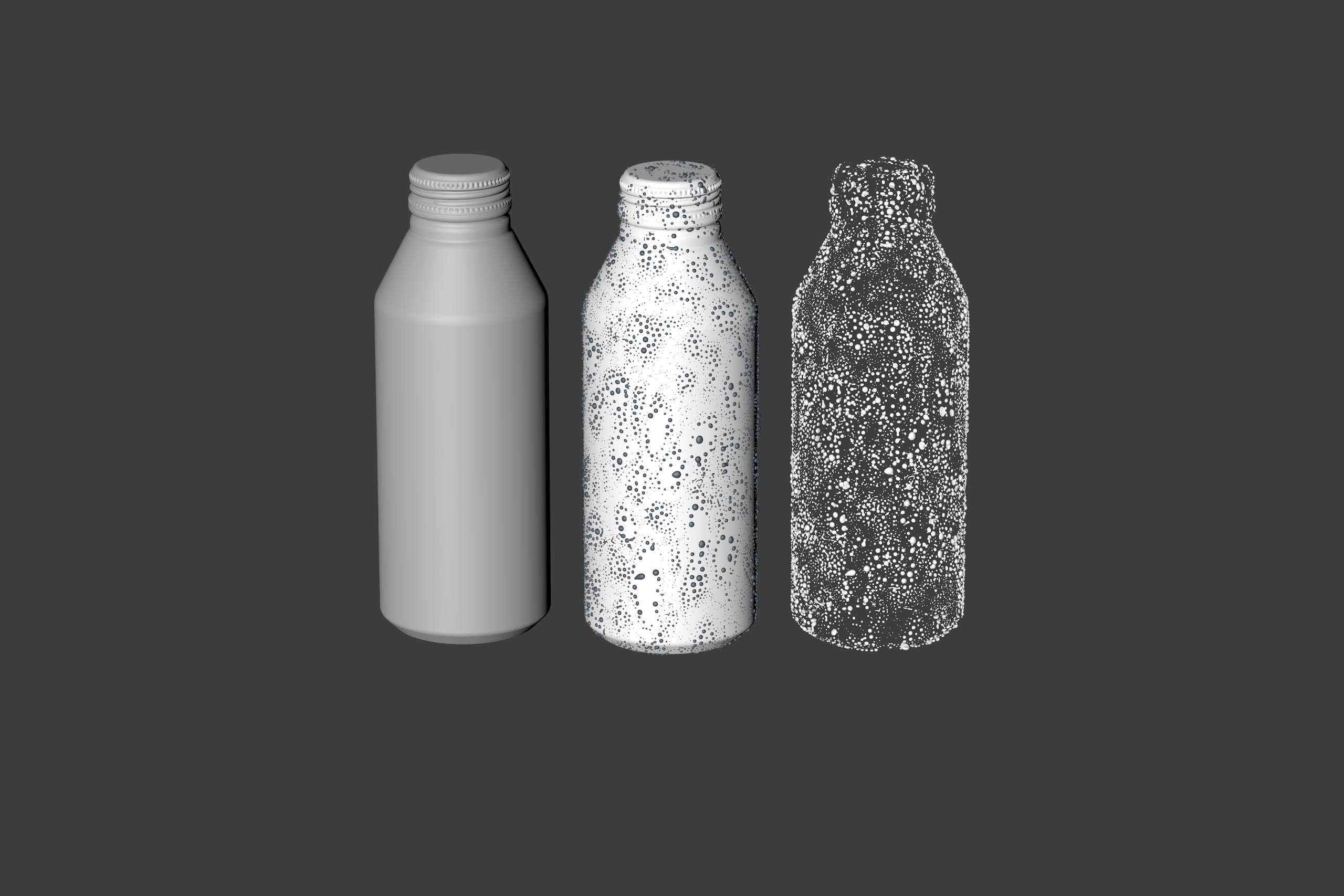 Premium Packaging 3D model of Alumi-tek Aluminum Bottle 473ml (16oz) with water droplets and a frost